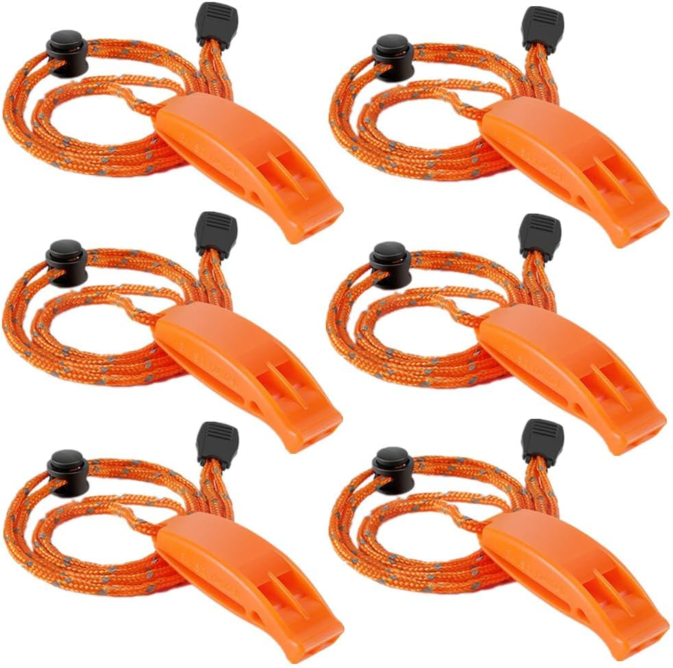 Emergency Whistles, Wanfoou 6 PCS Safety Emergency Survival Whistle with Lanyard,Equipped with a New anti Loss Clip Outdoor Lifesaving Dual Frequency Whistle,For Camping, Climbing, Kayaking image number 2