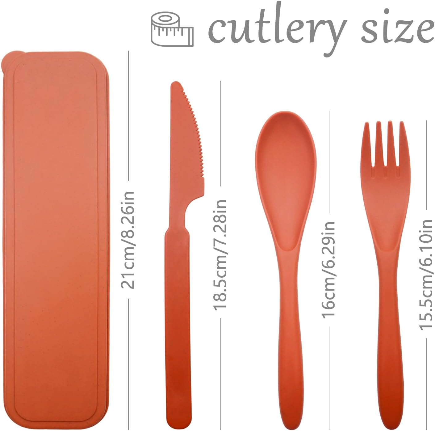 4 Piece Cutlery Set Travel Cutlery Portable Plastic Cutlery Camping Cutlery Knife Spoon Fork Cutlery Set with Case Reusable for Daily Use Outdoor Tableware Camping Picnic - Blue, Green, Orange, Yellow image number 2