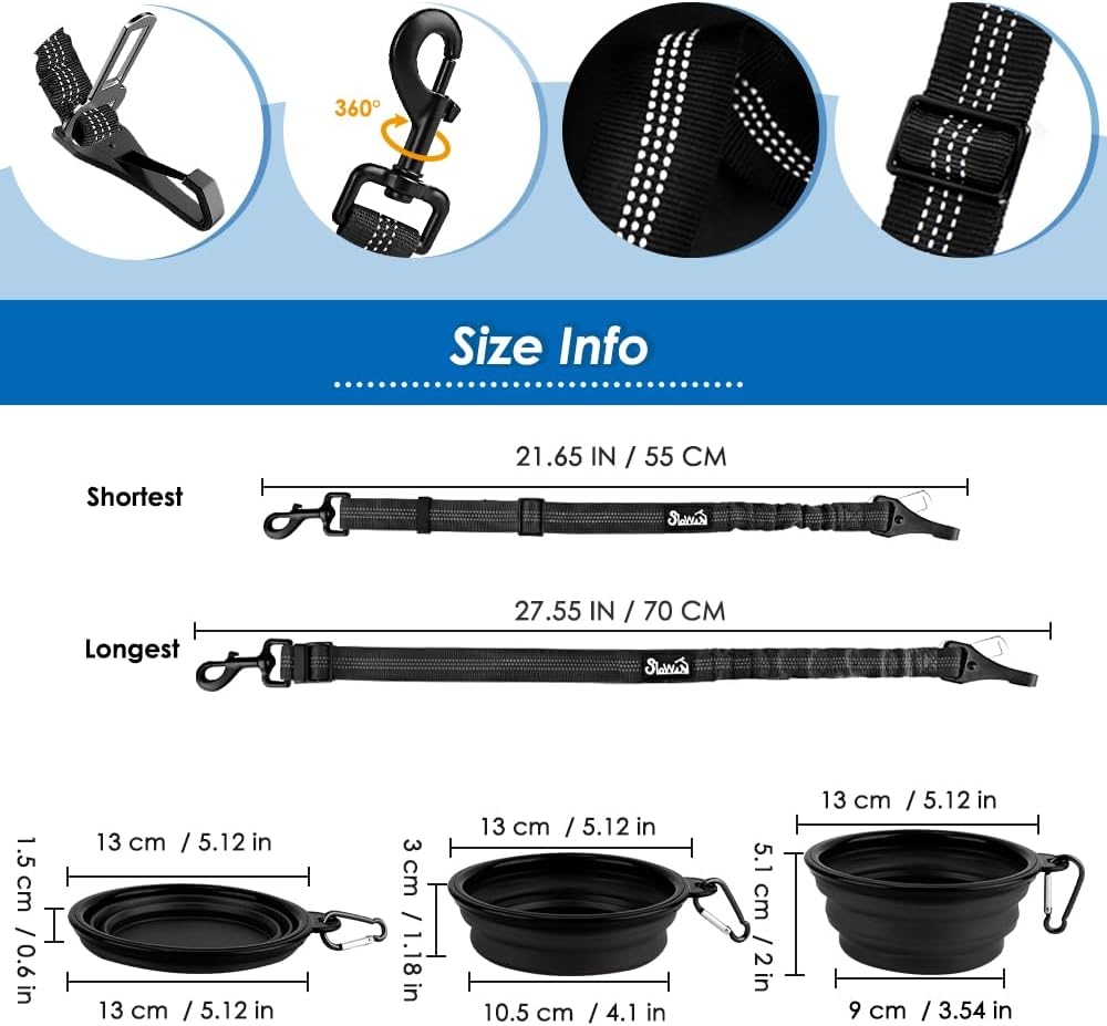 Slowton Dog Seatbelt Leash for Cars, 2 Pack Pet Safety Car Seat Belt with Adjustable Buckle & Reflective Bungee, Connect Dog Harness in Vehicle Car Dogs Restraint Travel Daily Use image number 2