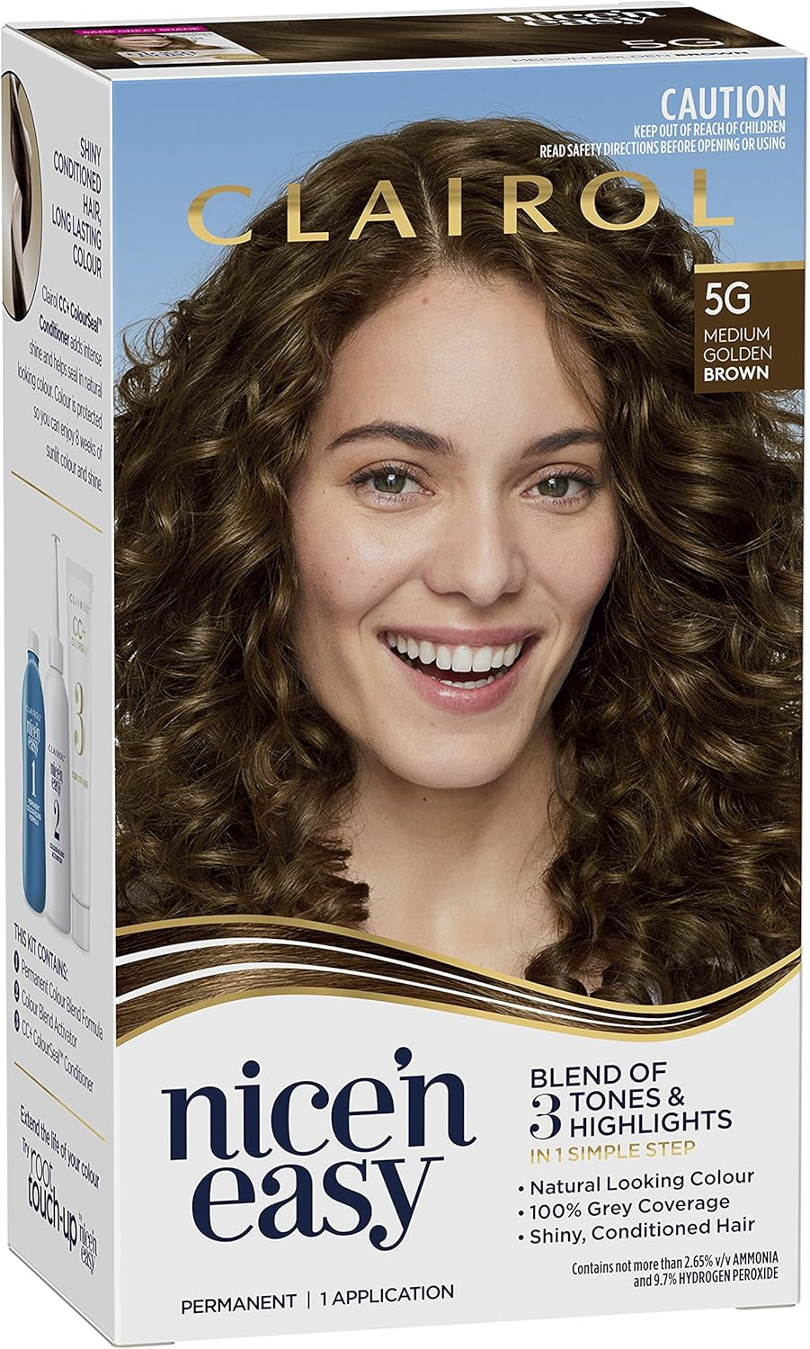 Clairol Nice 'N Easy Permanent Hair Colour 5G Natural Medium Golden Brown, 100% Grey Coverage, Natural Looking Hair Colour image number 2