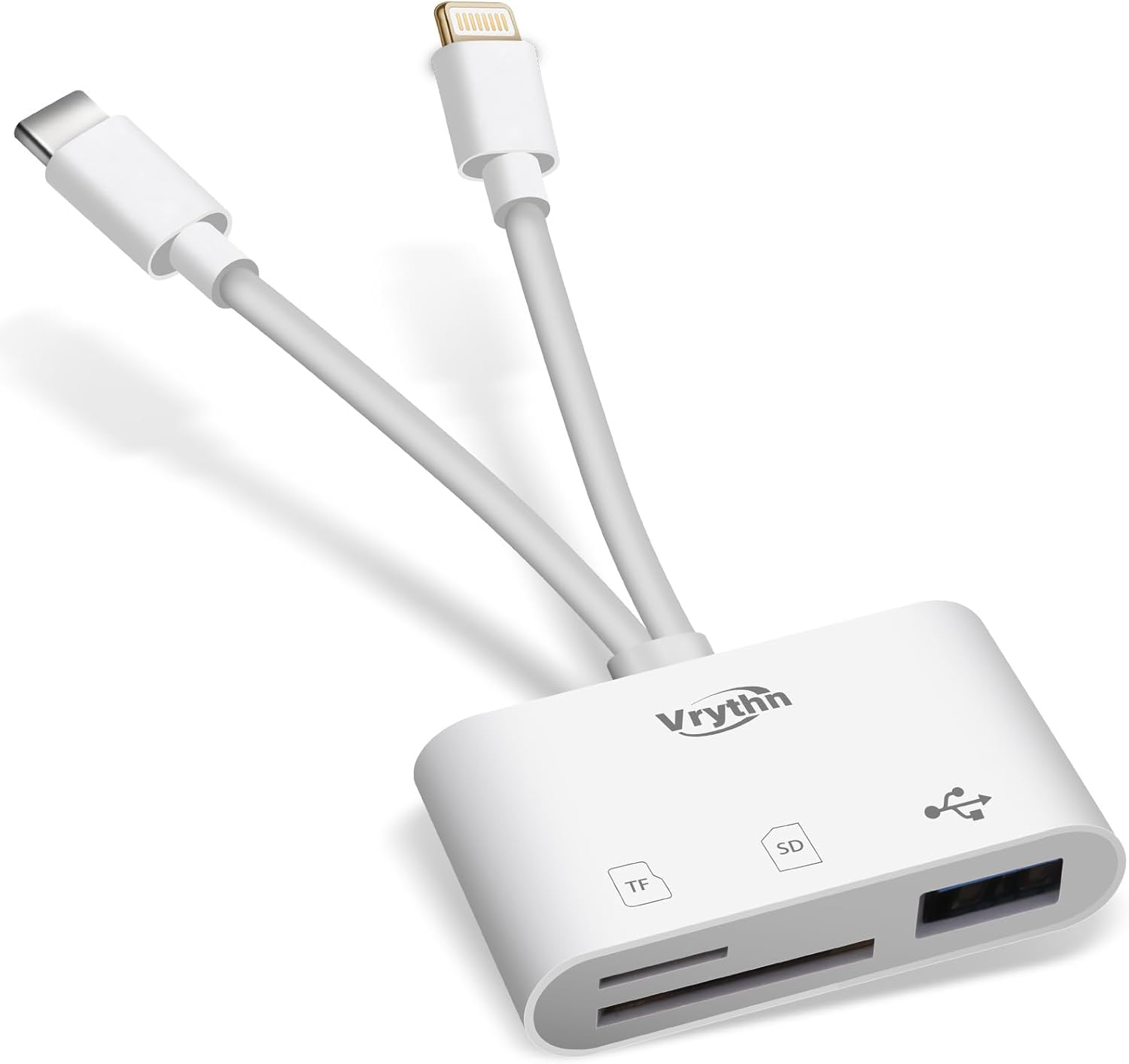 SD Card Reader, Vrythn USB C Lightning to SD/TF/USB OTG Adapter for Micro SD/SDHC/SDXC/MMC, Compatible with Macbook Pro/Air, Chromebook,Iphone 15/14/13/12/11 Pro/Pro Max,Android Galaxy,Plug & Play image number 5