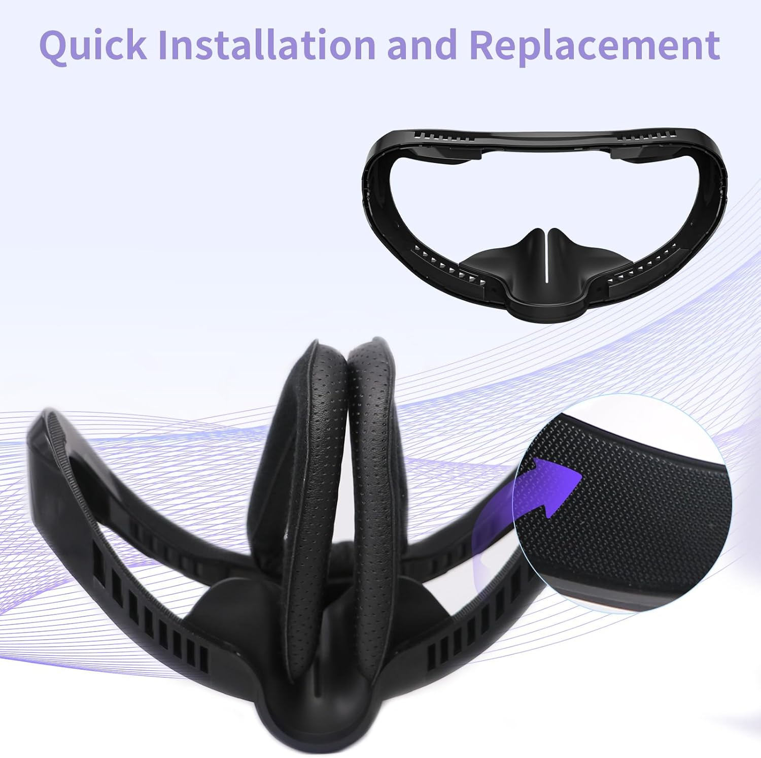 VR Face Pad for Playstation VR2, Breathable Holes Leather Protective VR Accessories VR Face Cover Cushion Replacement Fitness Facial Interface Bracket Compatible with PS VR2 image number 2