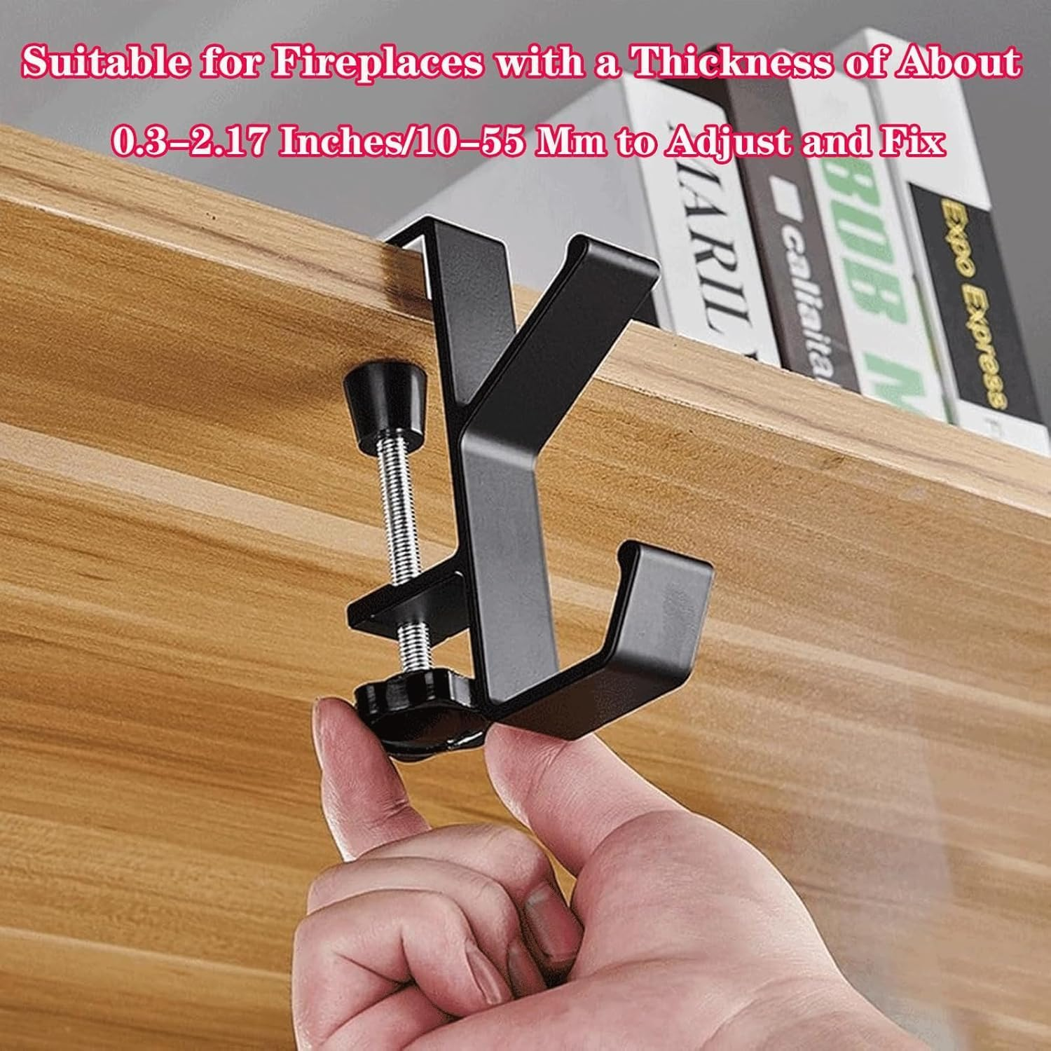 Fireplace Stocking and Garland Hanger, 2 in 1 Garland Stocking Hangers, Christmas Hooks Stocking Holders for Mantle Garland Hanger Mantle Hooks for Home Party Decoration (Black, 6Pcs) image number 7