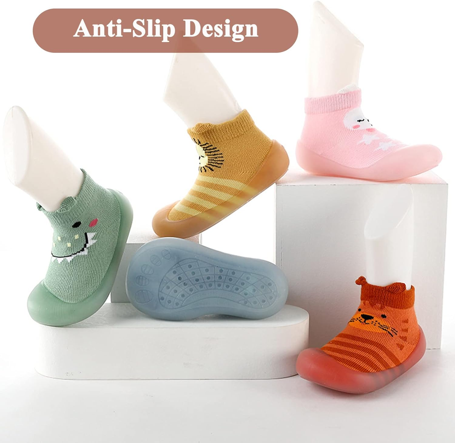 Toddler Shoes Baby First-Walking Trainers - Upgraded Breathable Anti-Slip Toddler Shoes Socks/ Soft Kid Cute Non-Skid Sock Shoes Indoor Slipper Mesh Lightweight Sole Children Baby Girl Boys Floor Socks 1 Pair