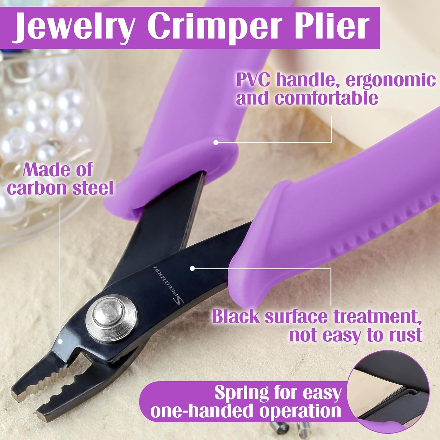 SPEEDWOX Bead Crimping Pliers Jewelry Crimper Plier for Beading Micro Tube Beads Crimper Mini Crimping Pliers Bent 3 Holes Multi Use DIY Jewelry Craft Beading Hobby for 2Mm-3Mm Beads and Tubes image number 5