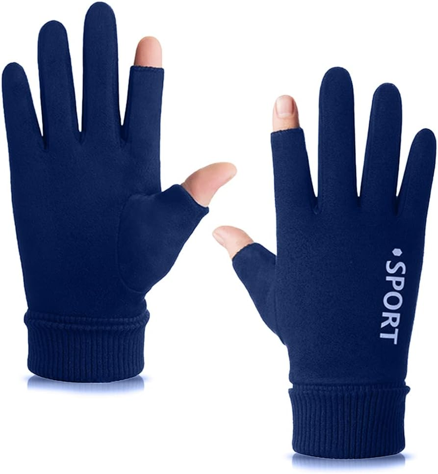KXF Unisex Sports Fingerless Open Fingers Winter Warm Thermal Touchscreen Gloves for Women Men