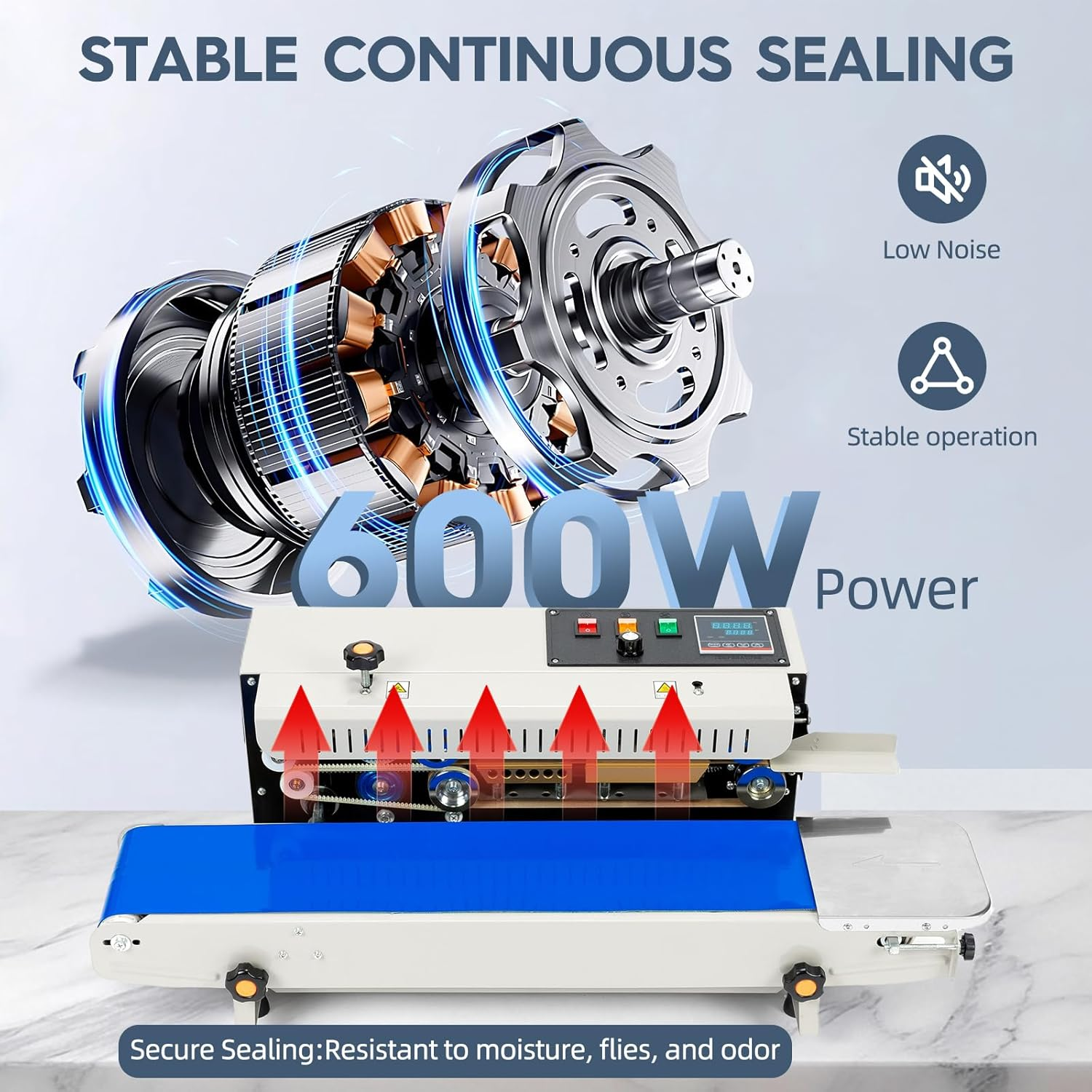 JUMEIYP Auto Bag Band Sealing Machine, Commercial FR-900 Horizontal Continuous Plastic Bag Sealer with 0-12M/Min Adjustable Sealing Speed image number 5