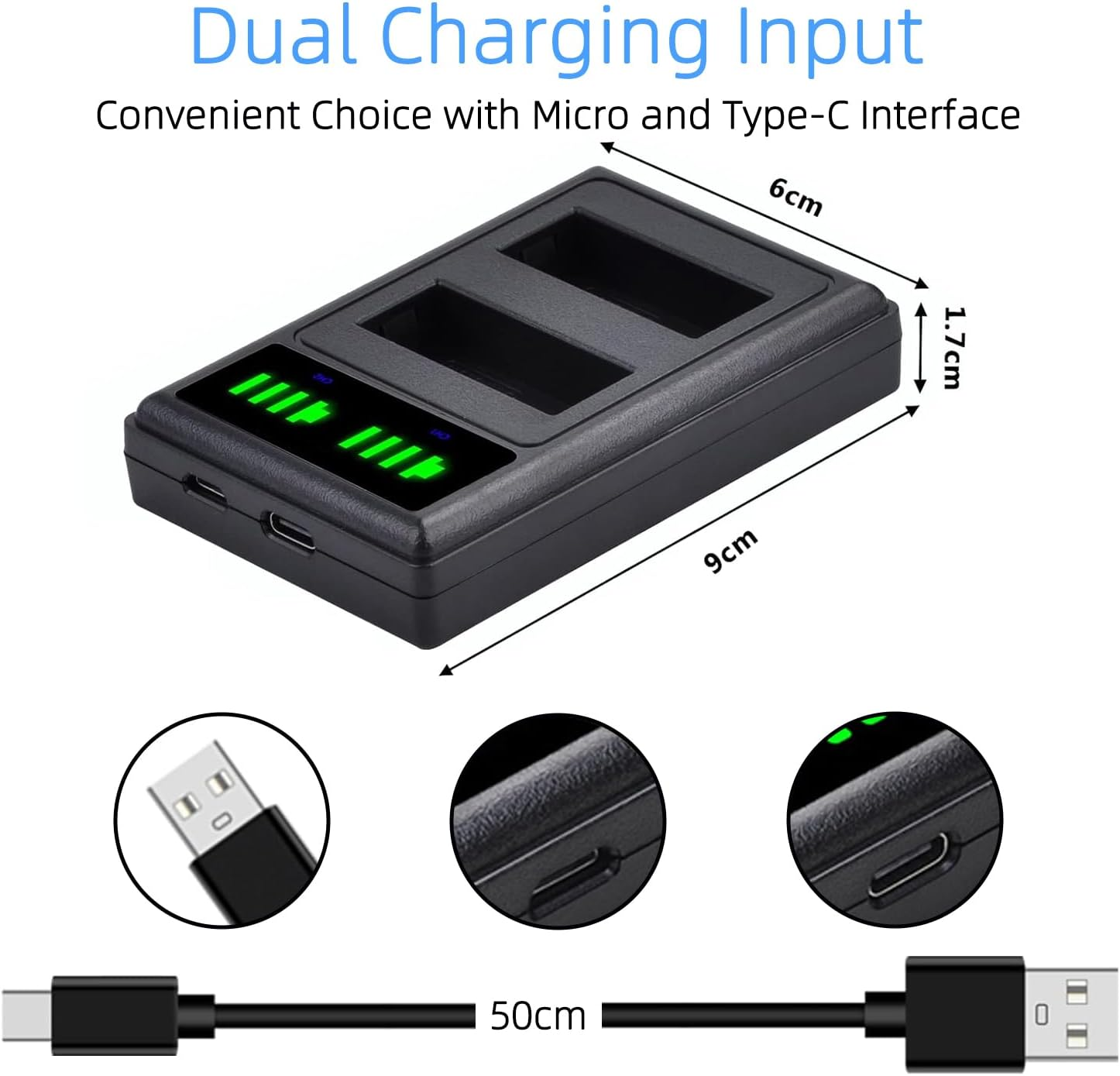 LP-E10 USB Dual Battery Charger LC-E10C LC-E10 LC-E10E Charger Compatible with Canon EOS Rebel T7,T6,T5,T3,T100,EOS 4000D,3000D,2000D,1500D, 1300D,1200D,1100D,Kiss X50,X70,X80,X90 image number 1