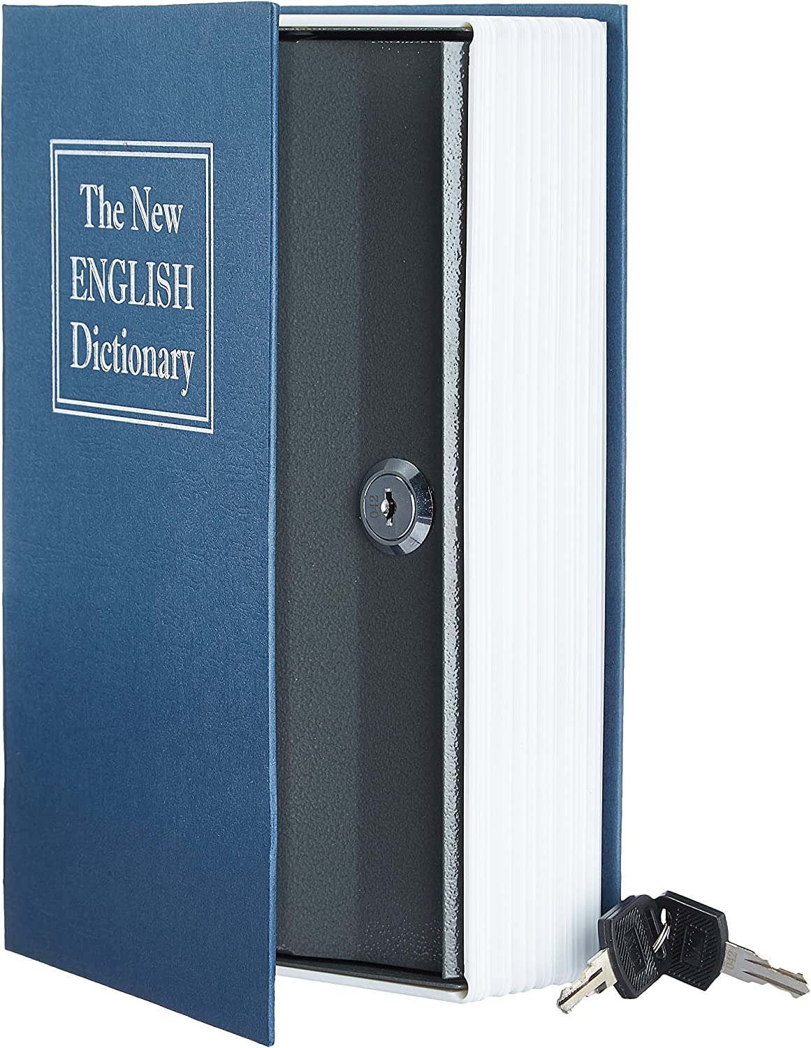 Amazon Basics Book Safe, Key Lock, Large, Blue