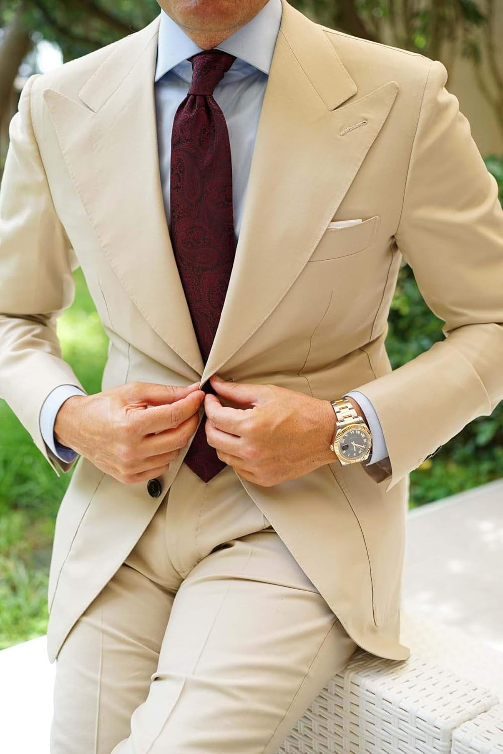 OTAA Mahogany Red Paisley Necktie Casual Ties for Men - Perfect Neck Tie for Groomsmen Wedding Ties or Formal Occasions - Ideal Gifts for Him image number 6