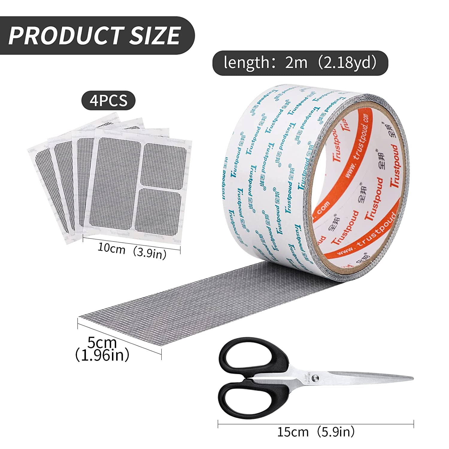 Fly Screen Repair Tape Mosquito Net Repair Tape Fiberglass Mesh Tape Strong Adhesive Door Window Screen Mesh Patch Repair Wire Mesh Repair with Scissor for Repair Holes Screen Net Anti-Mosquito image number 6