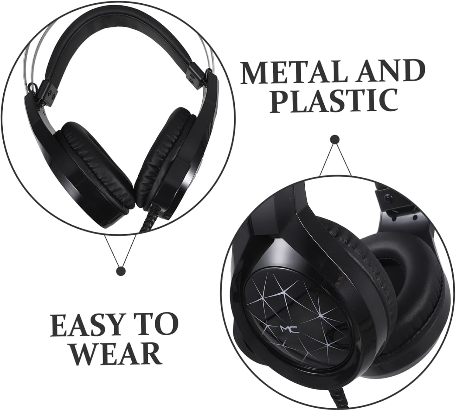 TEHAUX Microphone Computer Headset for Gaming Wired Jack Cool Luminous Design for Use Headset for Students and Gamers image number 5