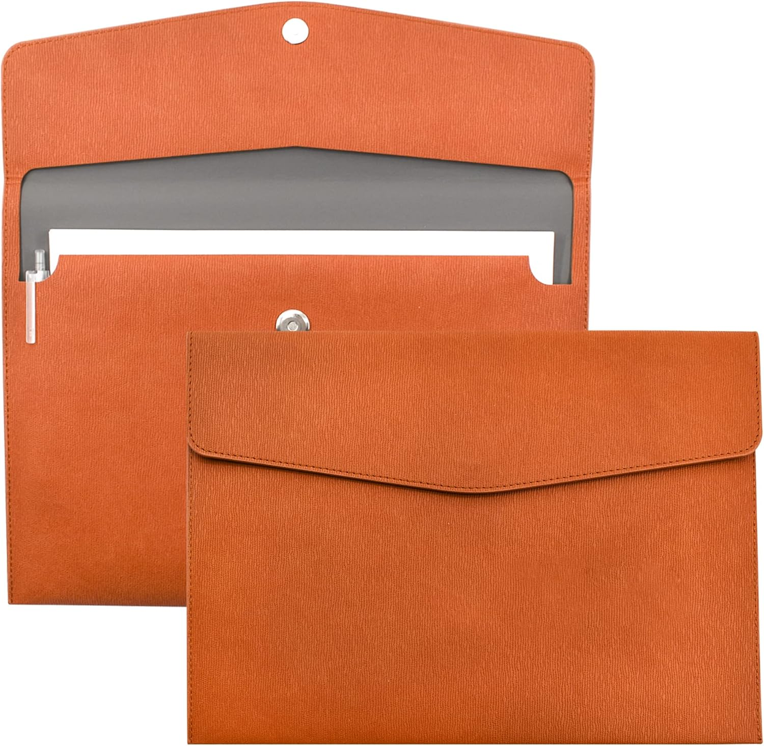 VANRA 1 Piece PU Leather Envelope File Folders A4 Paper Document Filing Envelope Document Organizer Leather Portfolio Folder Holder with Magnetic Closure (Brown)