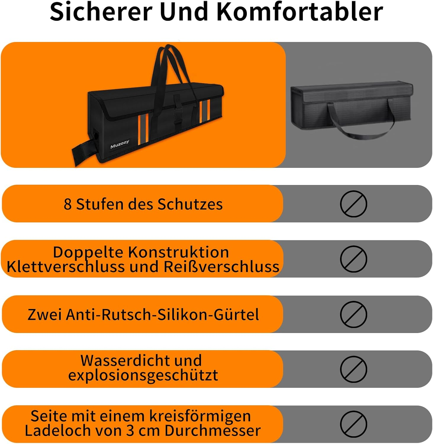 Ebike Battery Bag 8 Layers Fire Protection Fireproof Battery Bag up to 1800 &deg;C Waterproof Explosion-Proof image number 6