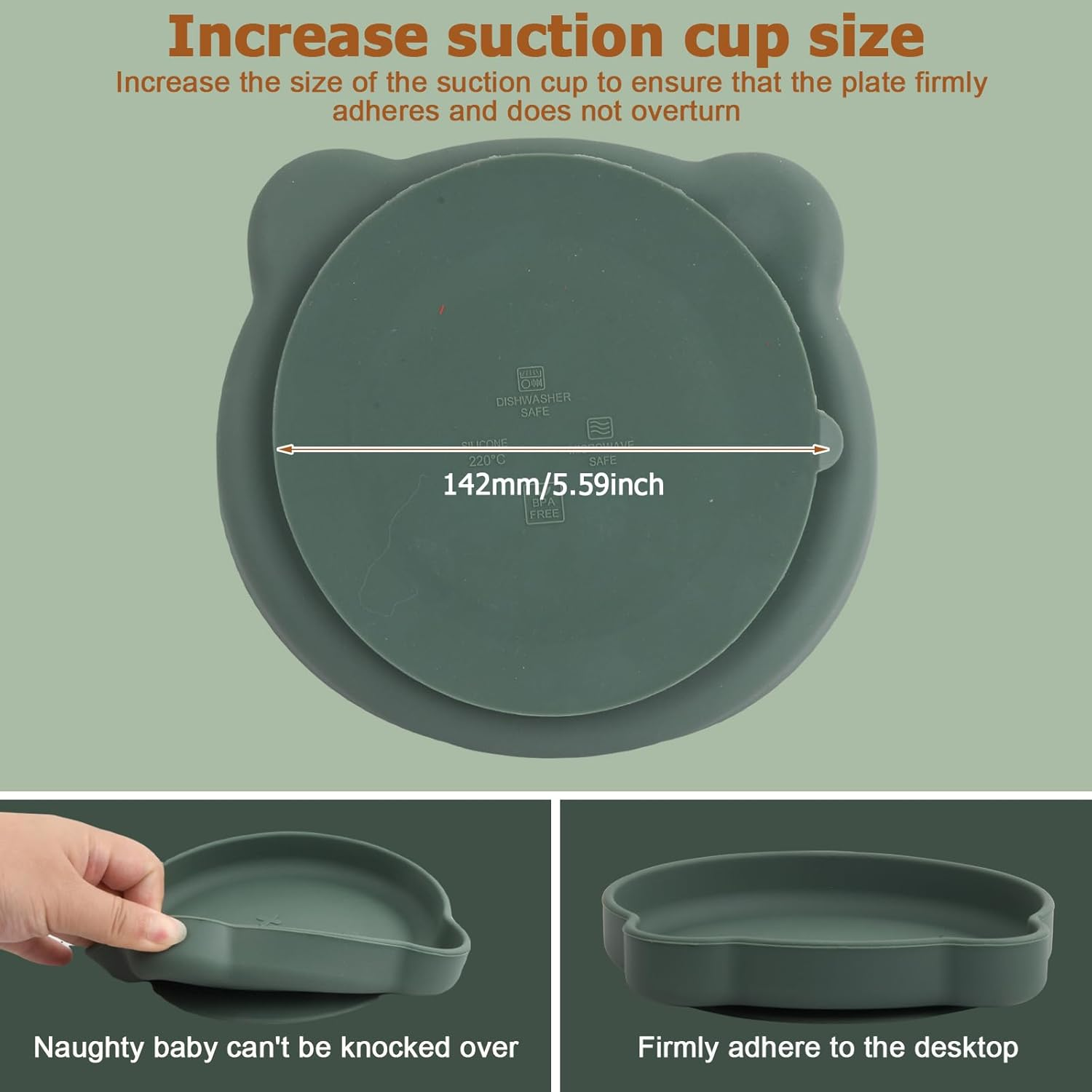 Dokeno Silicone Cat Bowl Flat Feeding Bowl for Dry Food and Wet Food Non-Slip Cat Bowls with Suction Cup Food Bowl Flat for Dogs Cats Pets