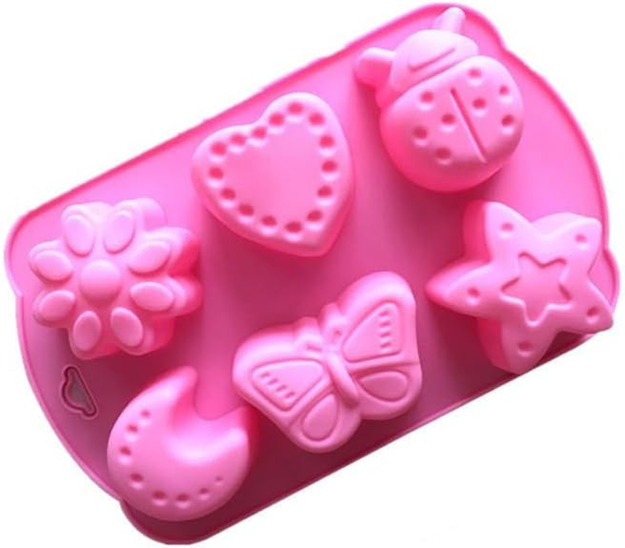 Insects Silicone Candy Mold, 2 Packs 6- Cavity Animal Butterfly Moon Star 3D Bakeware Mold, Nonstick Food Grade Mold for Candies, Chocolate, Ice Cube, Resin Craft (Pink, 16.7 * 10.5Cm) image number 5