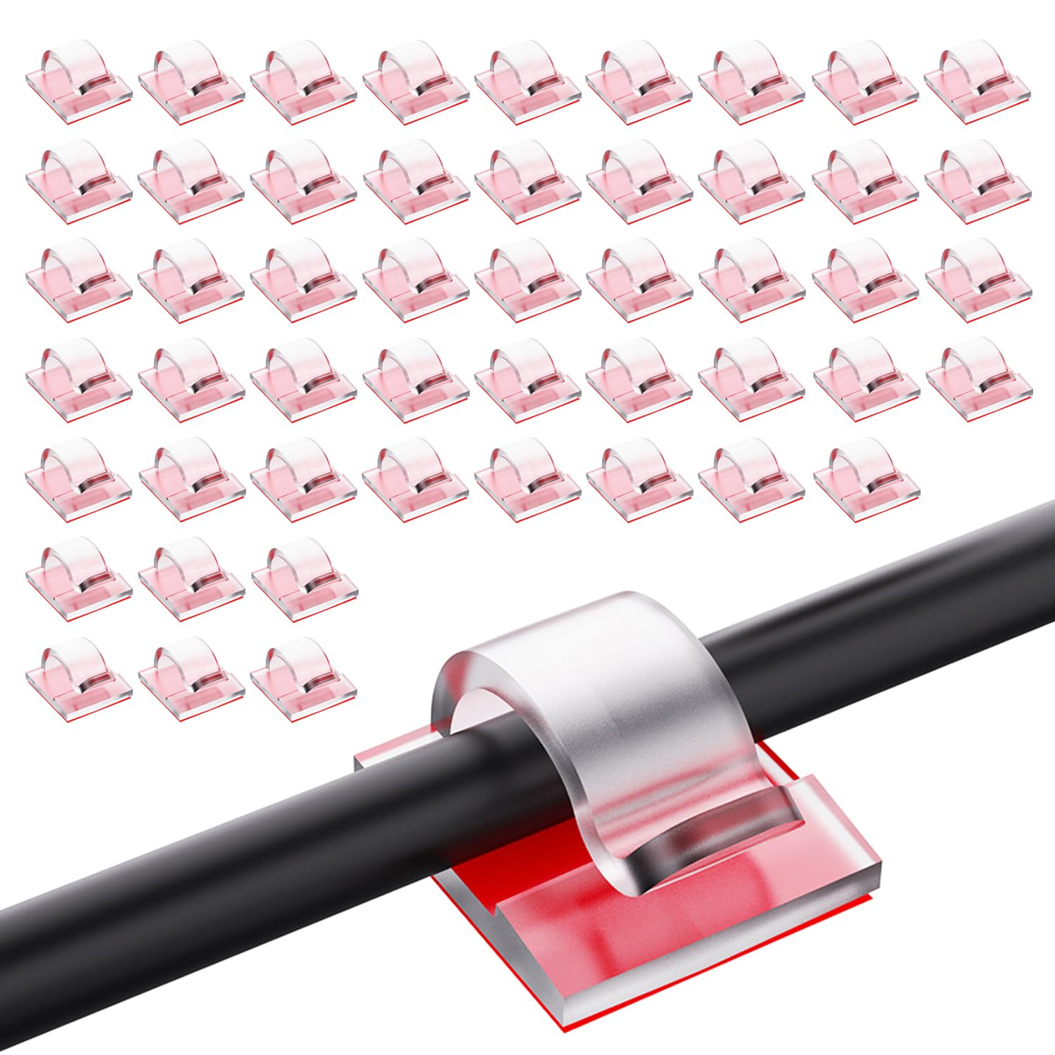 100PCS Self Adhesive Cable Management Clips for Desk, Upgraded Cord Organizer, Wire Holder for Organizing Cables in Outdoor Home and Office (Clear) image number 5