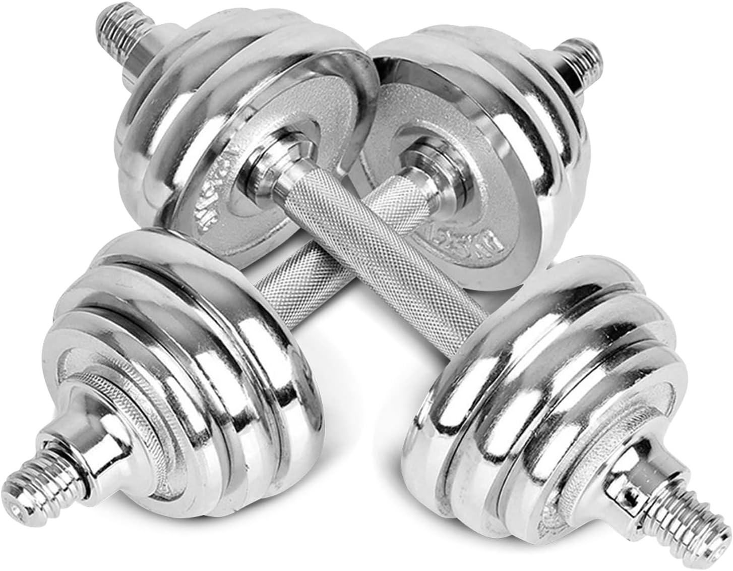 LSG 2-In-1 30Kg Steel Dumbbell Barbell Set with Carry Case Switch from Dumbbells to Barbells with Connector Rod Heavy Duty Steel Construction Spiral Lock Collars Chrome Plated for Durability