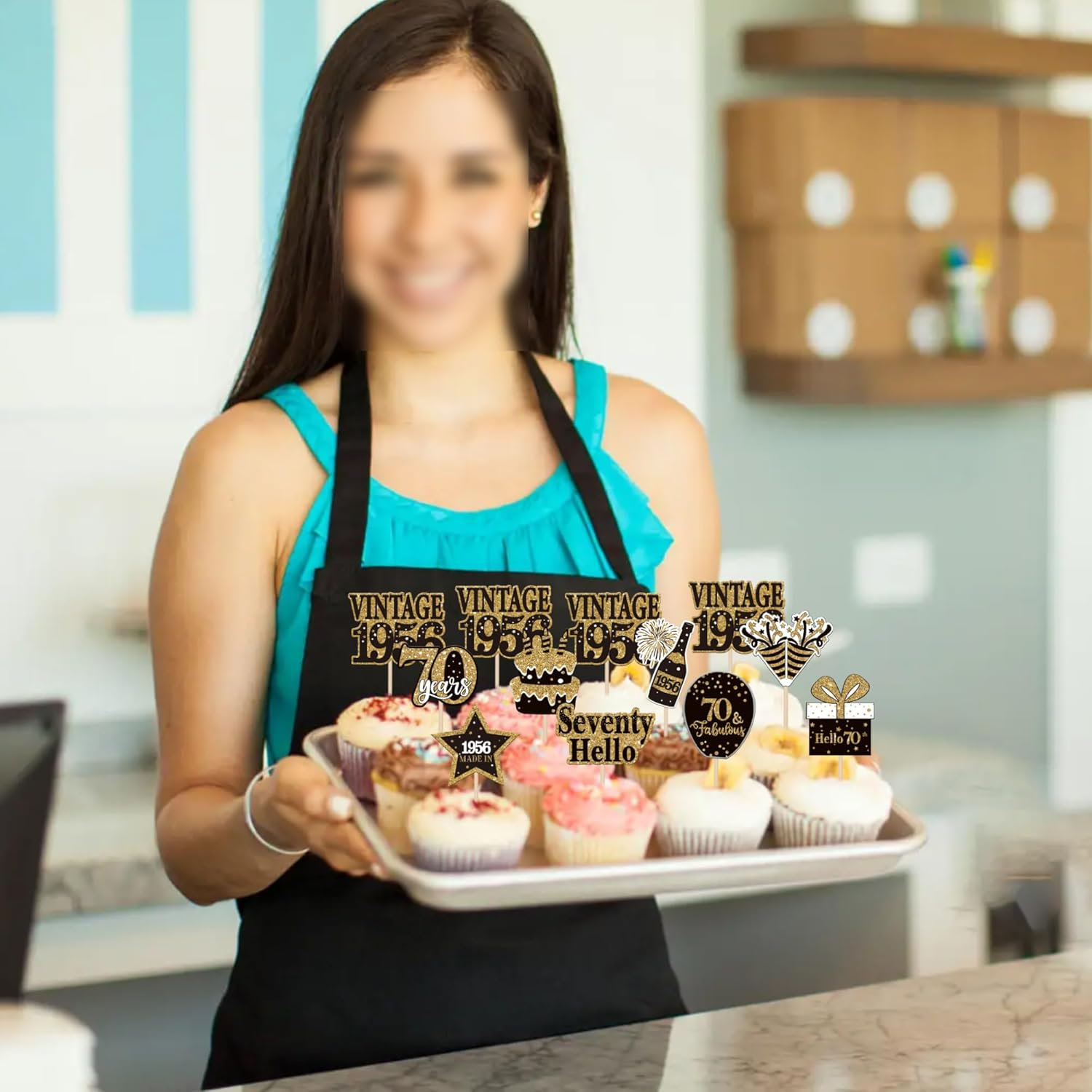 36 Pack Vintage 1956 Cupcake Toppers Cheers to 70Th Birthday Cupcake Picks Hello Seventy Birthday Cupcake Decorations for Happy 70Th Birthday Wedding Anniversary Party Supplies (70Th) - 40Th image number 3