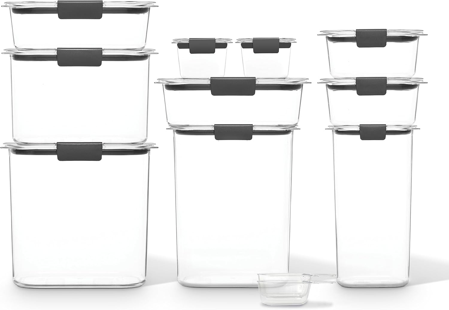 Rubbermaid Brilliance BPA Free Food Storage Containers with Lids, Airtight, for Kitchen and Pantry Organization, New Set of 10 W/Scoops image number 1