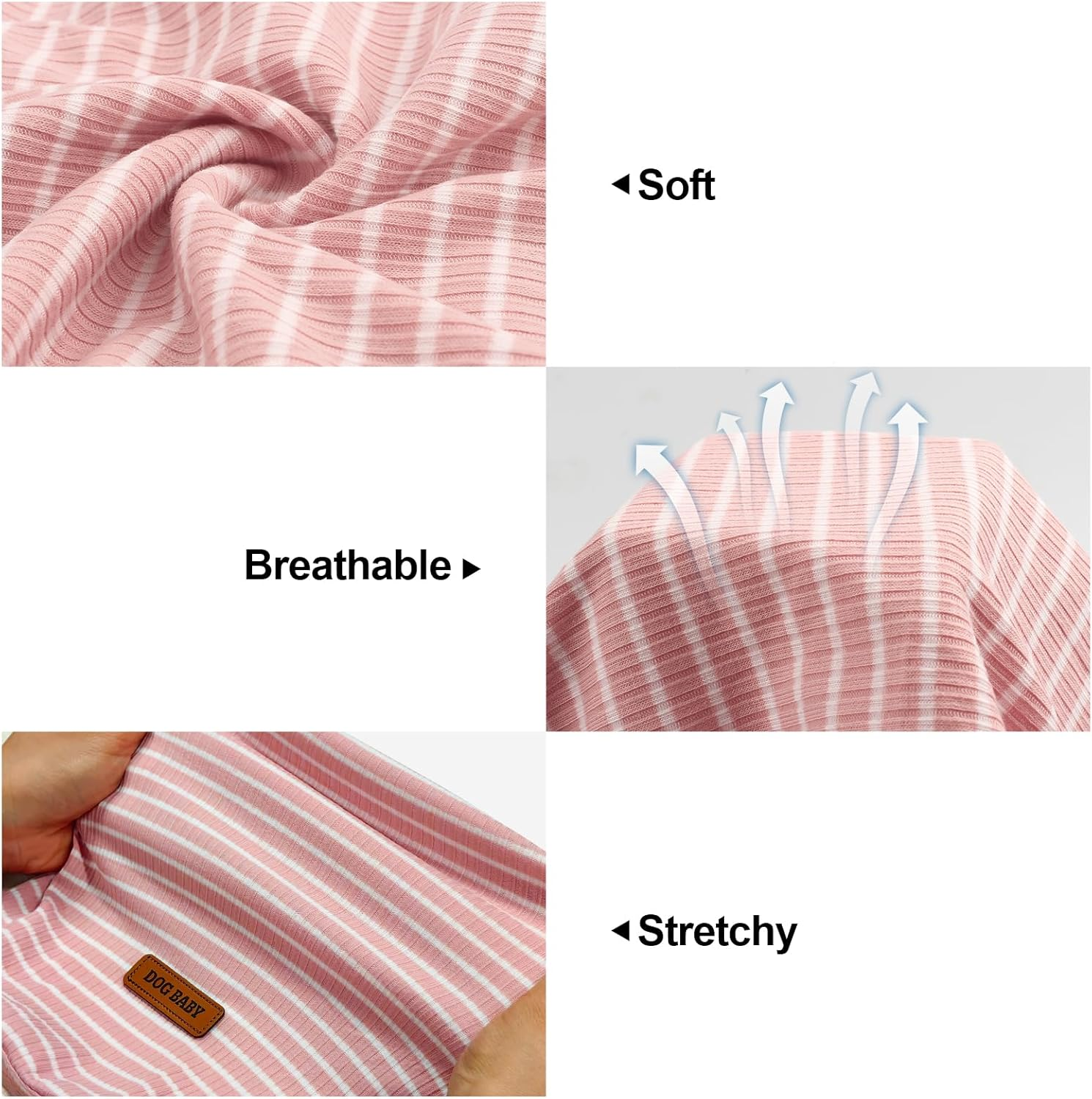 Dog Shirts, 2 PCS Pet Cat Clothes for Puppy, Small Dogs Cats Vest Spring Summer Cool Sweat Shirt Striped Cute Light Clothing Stretchy Soft Breathable Pets Apparel (Pink & Green, L) image number 4