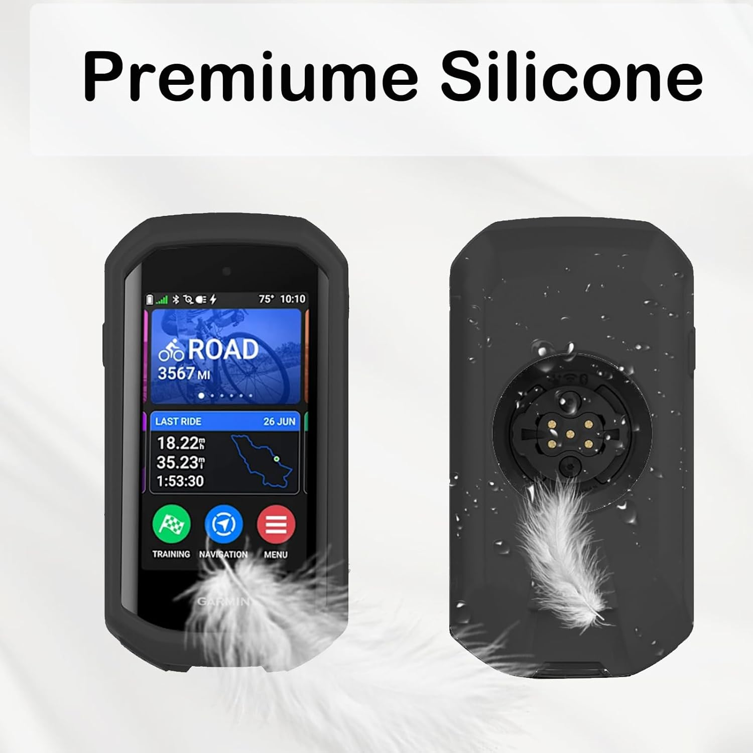 CONAPIKA Case for Garmin Edge 1050, Ultra Silm Soft Silicone Shock-Absorption Cover Protector Full Coverage Lightweight Bike GPS Navi Protective Protective Sleeve with 2 EPU Screen Protector,Black image number 5