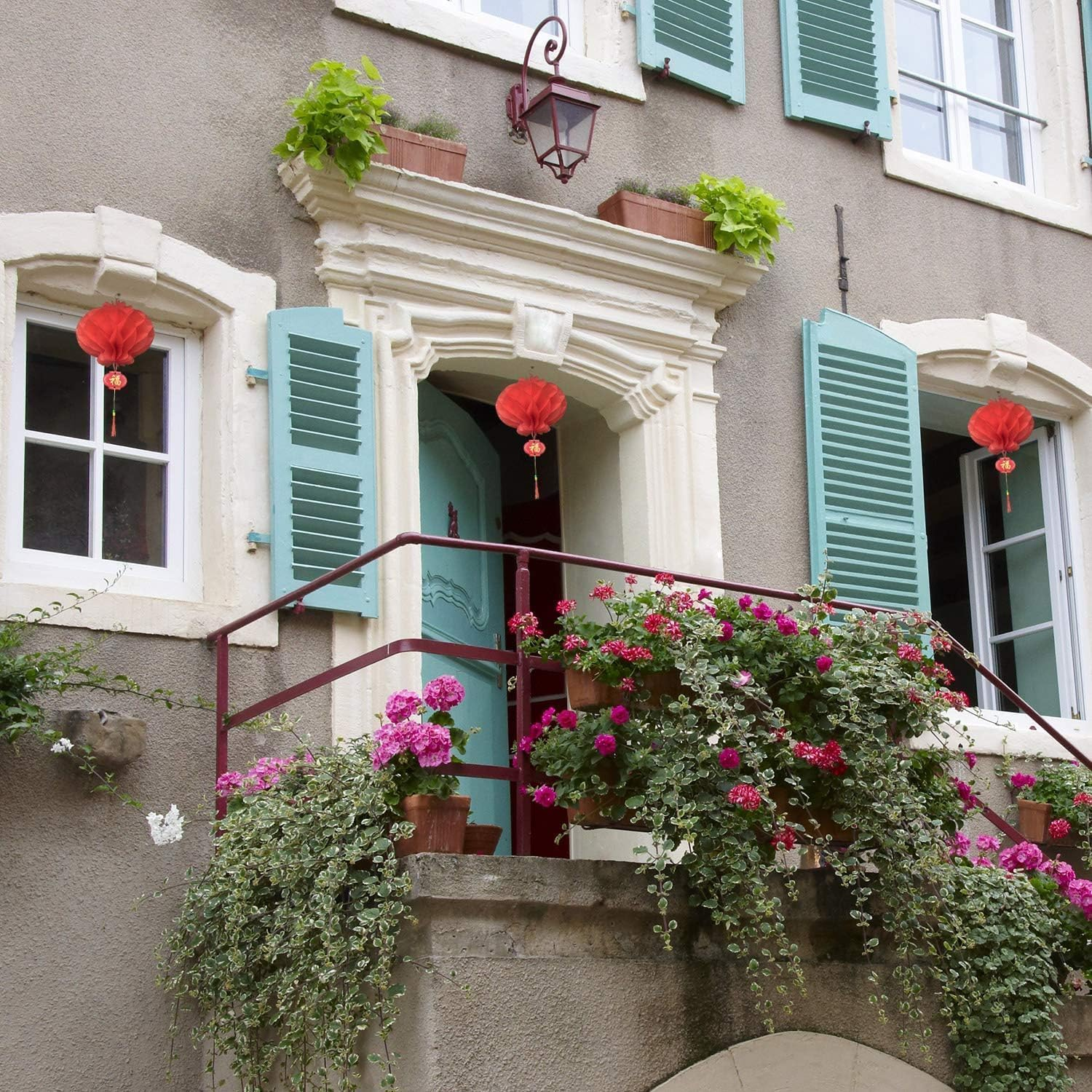 XUANZHI 20 Pieces 10 Inch Chinese Red Paper Lanterns Festival Decorations for New Year, Spring Festival, Wedding and Restaurant image number 2