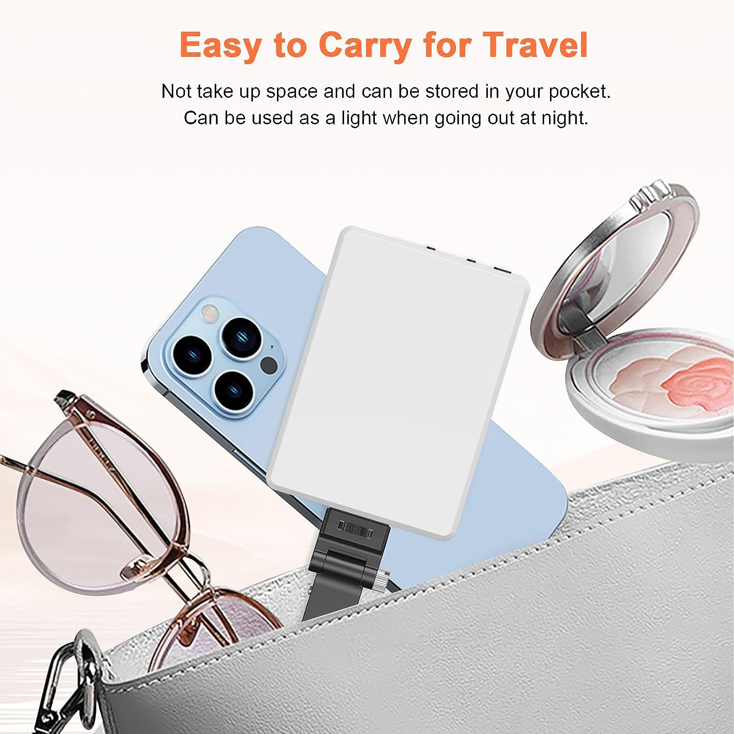 TONEOF Portable Selfie Light,Rechargable 60 LED Phone Light with Clip & Double 1/4" Screw Hole,3200K-6500K Dimmable Light for Iphone,Android,Laptop,Tablet,Selfie/Video Conference (Black, 60 LED) image number 6