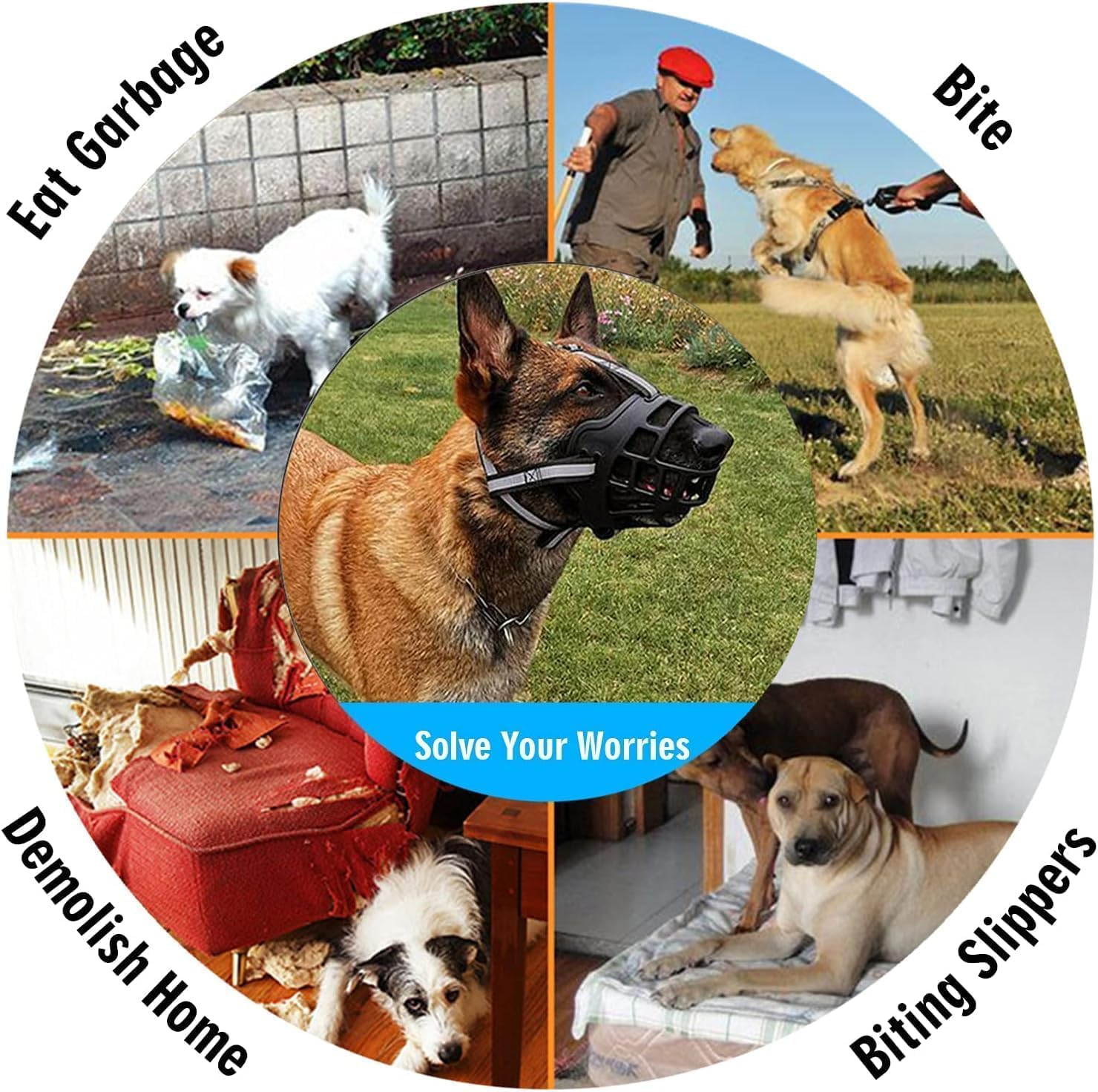 Breathable Basket Dog Muzzles for Small, Medium and Large Dogs - Prevents Barking, Biting and Chewing (Reflective Black, 3#) image number 4