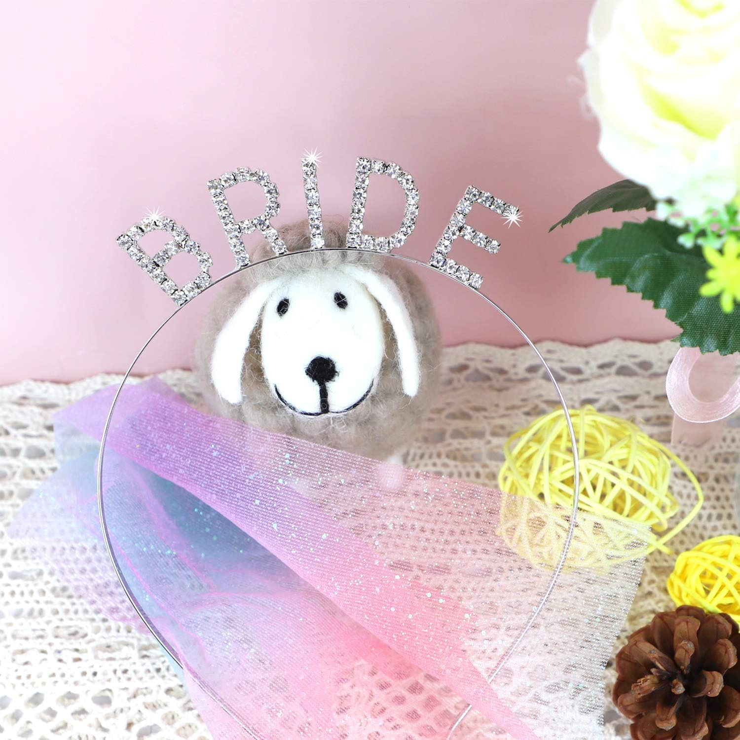 ZYWQ Rhinestone Bride Headband Elegant Crown Bachelorette Party Headbands (Silver) image number 6