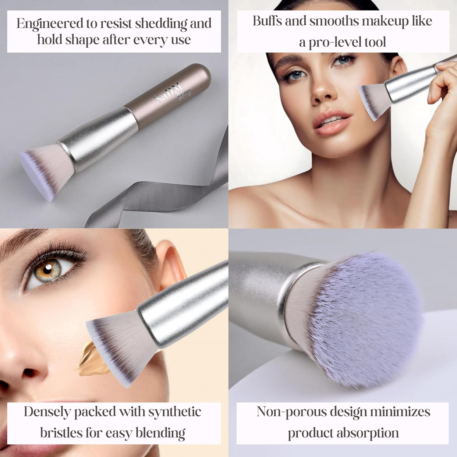 Kabuki Makeup Brush - Blender Brush for Powder, Cream, Liquid Foundation, Sunscreen, Blush Blending & Bronzer - Professional Make up Brush - Full Face Makeup Brush - Vegan & Cruelty Free image number 1