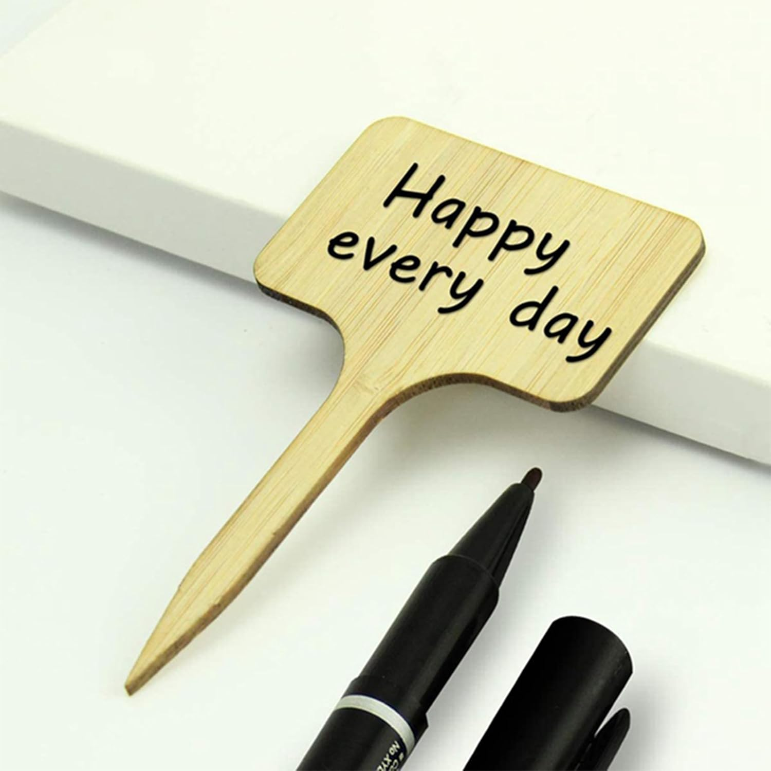 30Pcs Bamboo Plant Labels with a Marker Pen, T-Type Wooden Plant Marker Garden Sign Tags Garden Markers for Seed Potted Herbs Flowers Vegetables (6 X 10 Cm) image number 1