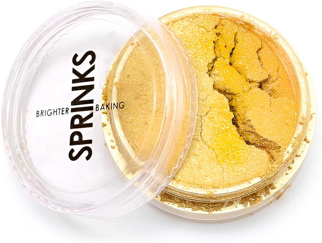Sprinks Edible Lustre Dust Powder - 10Ml Edible Glitter | Food Colour Dust | Cake Decorating Powder | Edible Shimmer for Cakes | Lustre Dust for Fondant | Metallic Food Glitter | Bright Gold