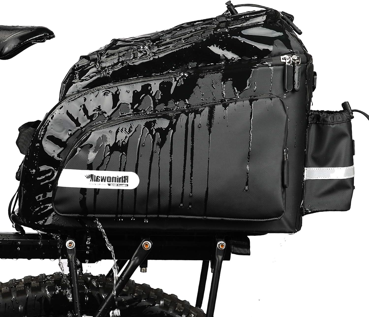 Rhinowalk Bike Bag Bike Trunk Bag Bike Pannier Bag 17L for Bicycle Cargo Rack Saddle Bag Shoulder Bag Laptop Pannier Rack Bicycle Bag Professional Cycling Accessories-Black image number 5