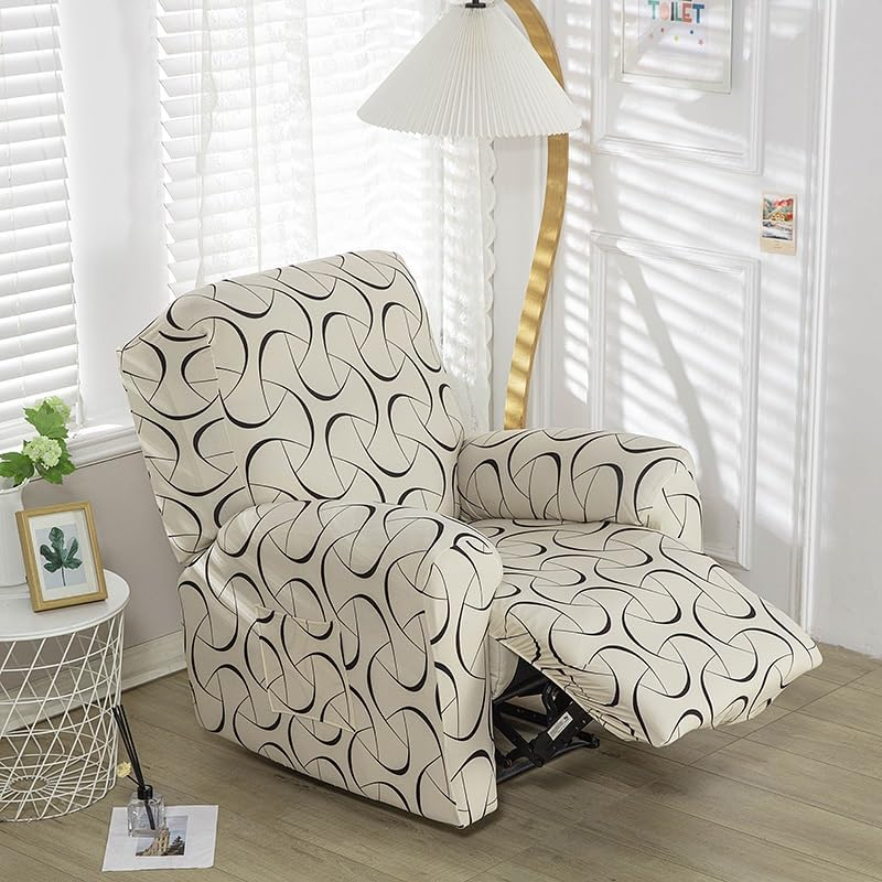 Stretch Recliner Cover 4 Pieces Printed Lazy Boy Chair Covers Recliner Sofa Slipcover Anti-Slip Fitted Furniture Protector with Elastic Bottom (Color : #25) image number 2