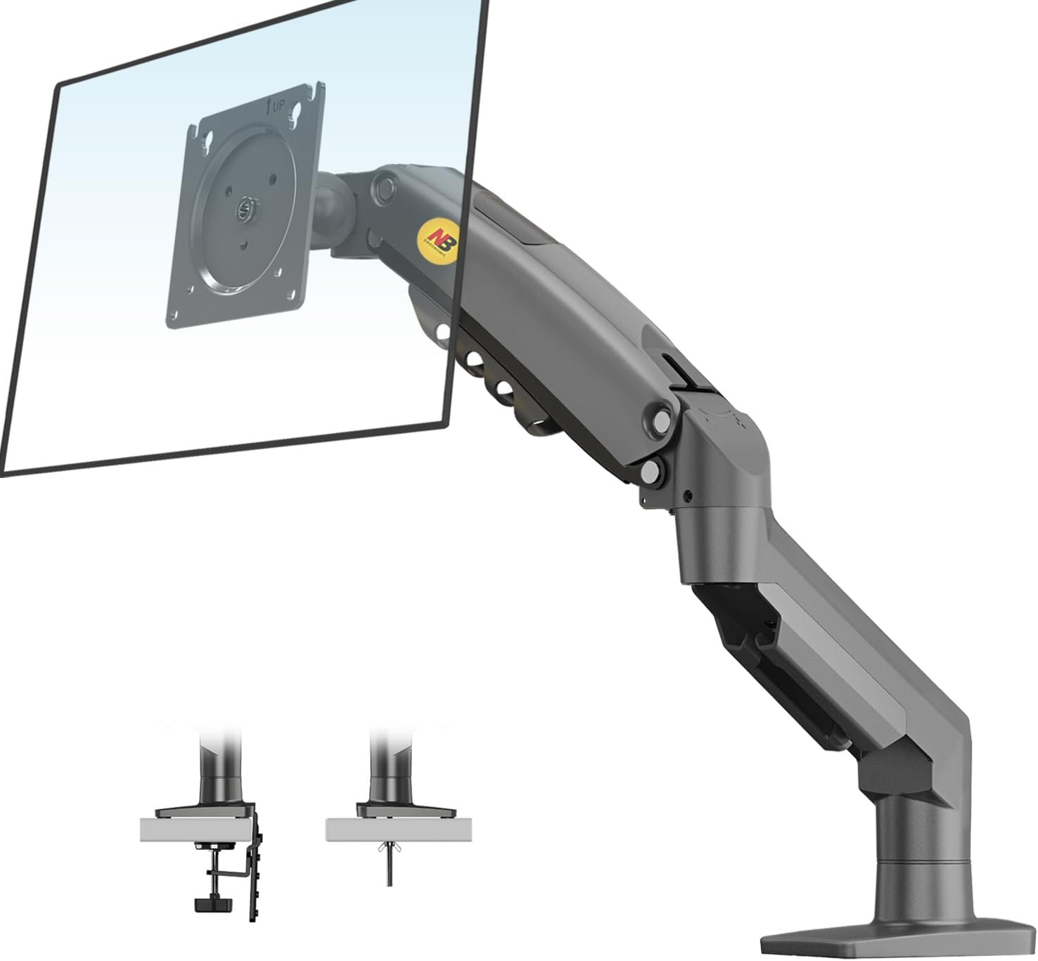 North Bayou Monitor Desk Mount Stand Full Motion Swivel Monitor Arm Gas Spring for 17''-27'' Computer Monitor from 2Kg to 6.5Kg