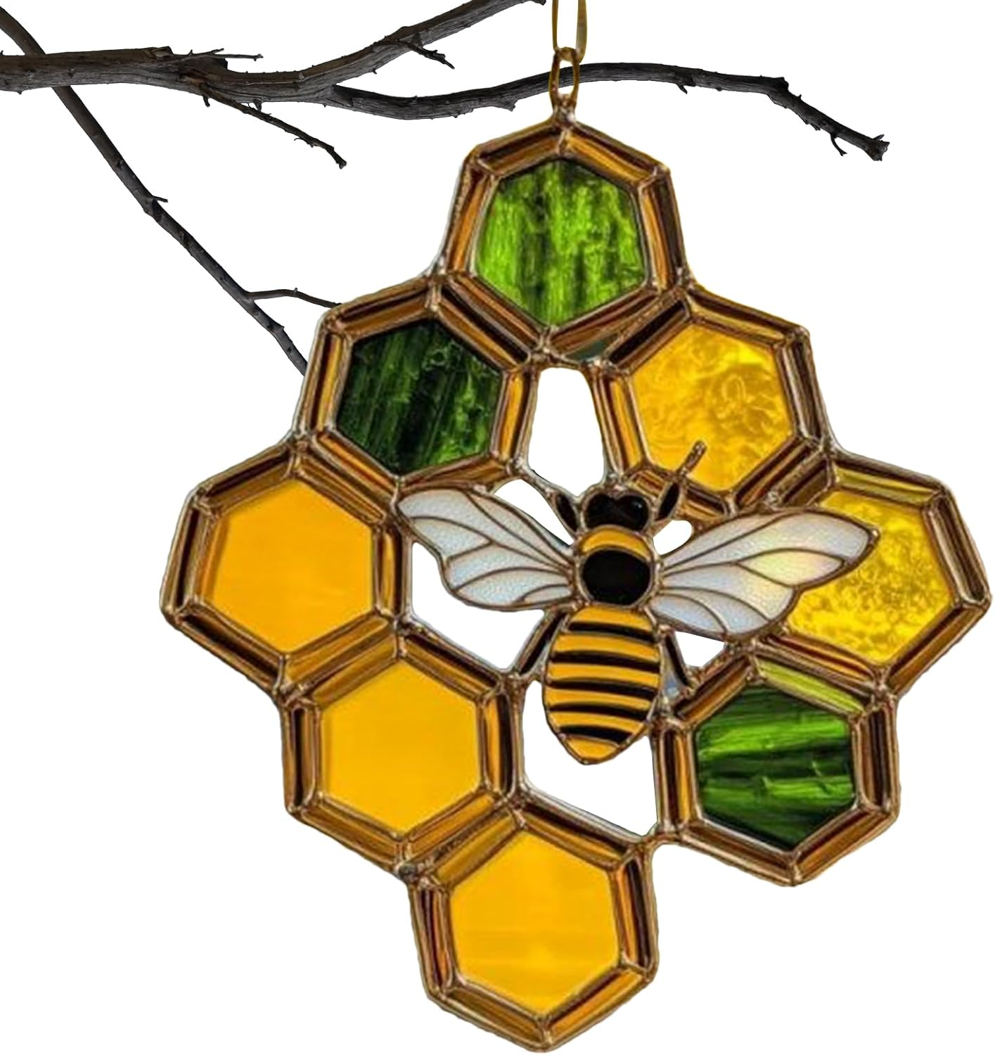 Bee Decoration, Garden Decoration Made of Acrylic with Bee Motif, Nature-Inspired Honeycomb Mobile for Kitchen, Garden, Balcony and Children'S Room image number 1
