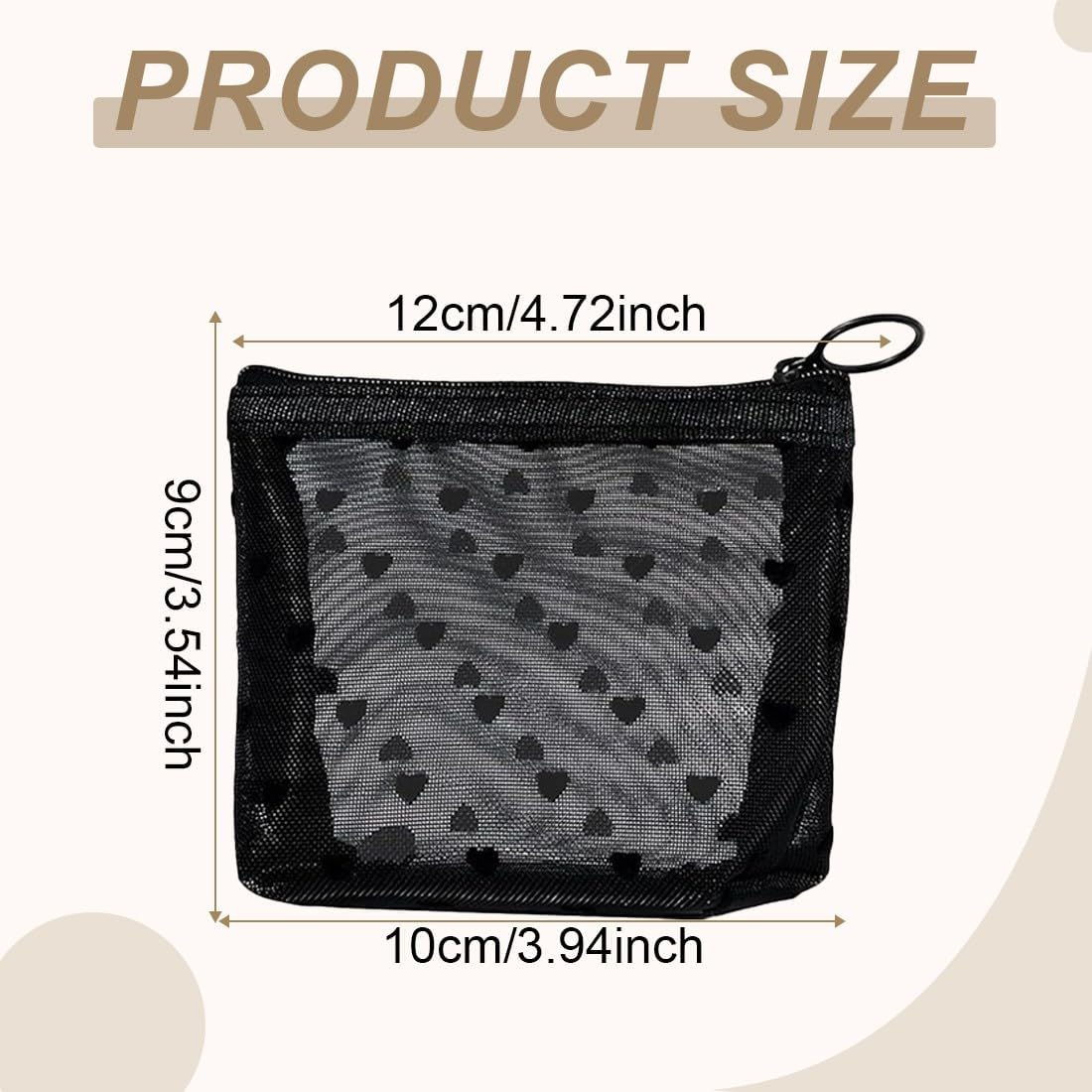 JYNXOR Set of 4 Mini Make-Up Bags, Mini Cosmetic Bag, Net Cosmetic Bags, Mini Mesh Bags with Zip, Make-Up Zip Pockets for Lipstick, Headphones