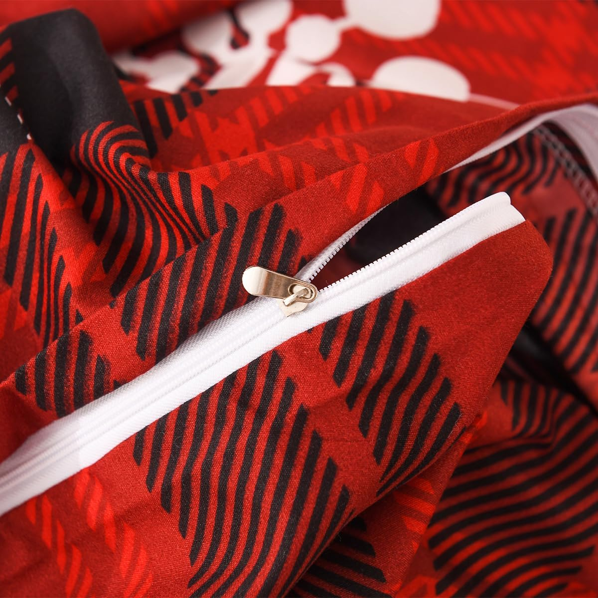 Mengersi Christmas Duvet Cover Set Queen Size,Christmas Tree Snowflake Duvet Cover Check Printed Christmas Plaid Duvet Cover Comforter Cover Set for New Year Holidy Xmas Gifts image number 5