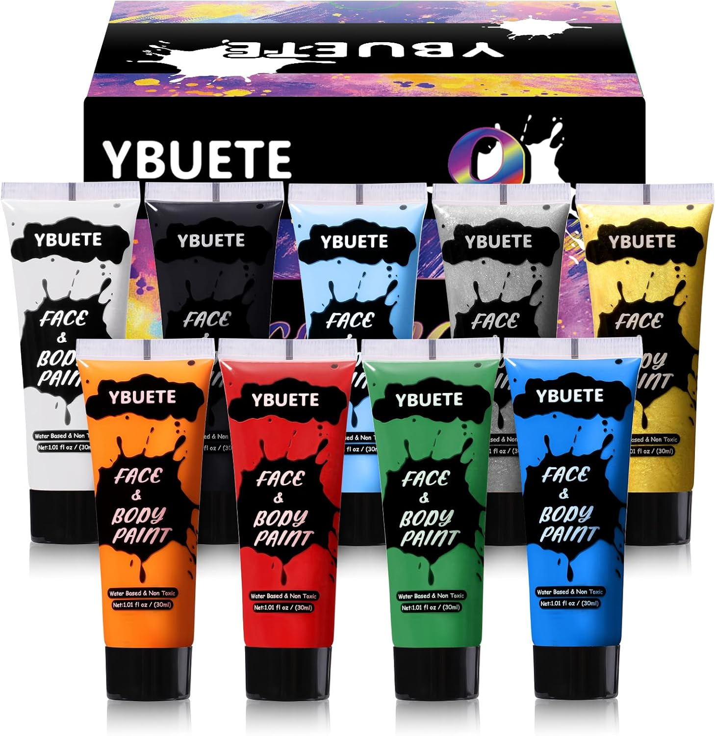 9 Colors Face Body Paint Set, Professional Paint Set for Halloween Cosplay Costume Party, Full-Coverage Multi-Color Cream Makeup Blendable Set for Adults Halloween Cosplay SFX Makeup Paint