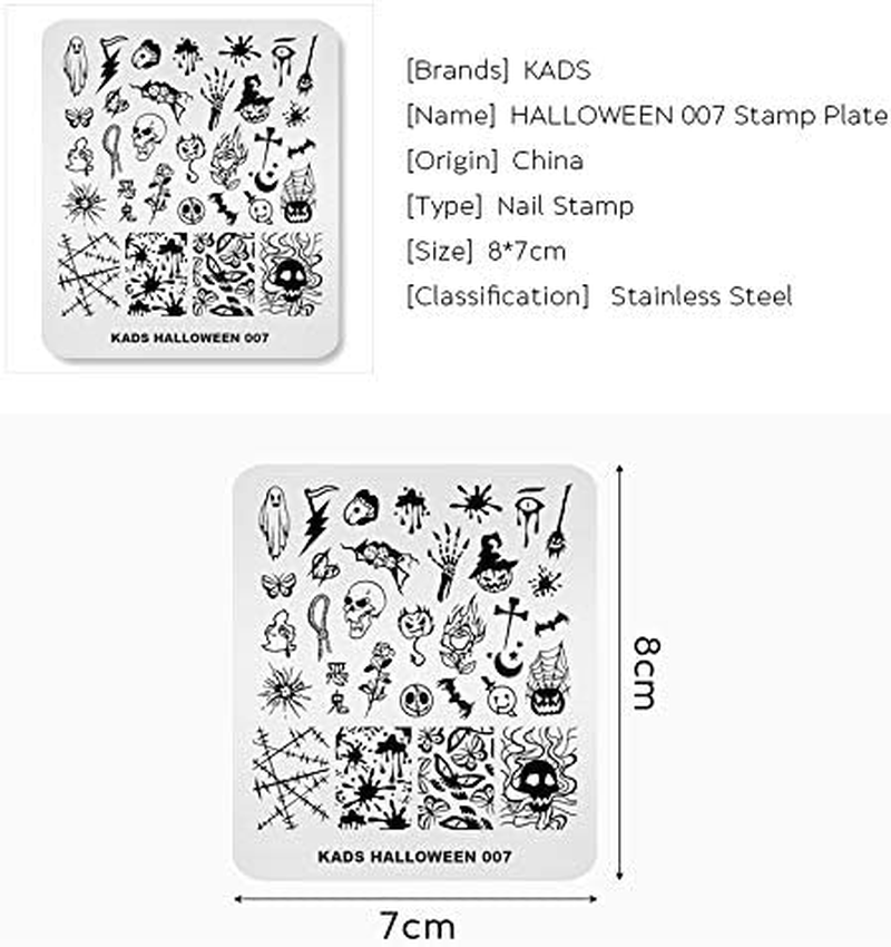 Alexnailart Nail Stamping Plate Christmas Halloween Nail Plates Manicure Templates Nail Art Printing Tool (Halloween 007) image number 3