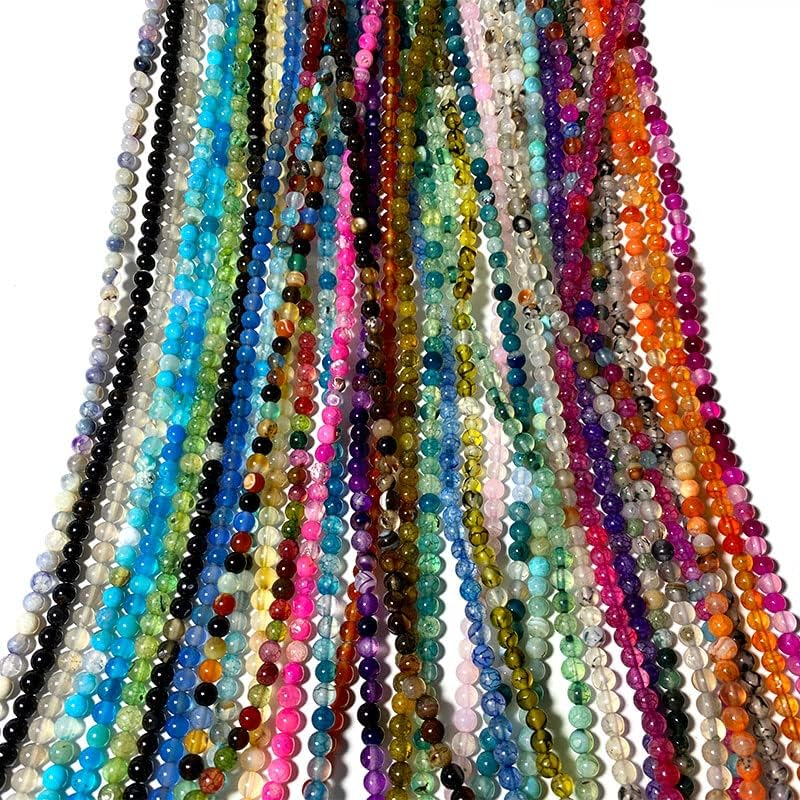 Natural Stone Agates round Spacer Beads for Jewelry Making DIY Bracelet Necklace image number 1