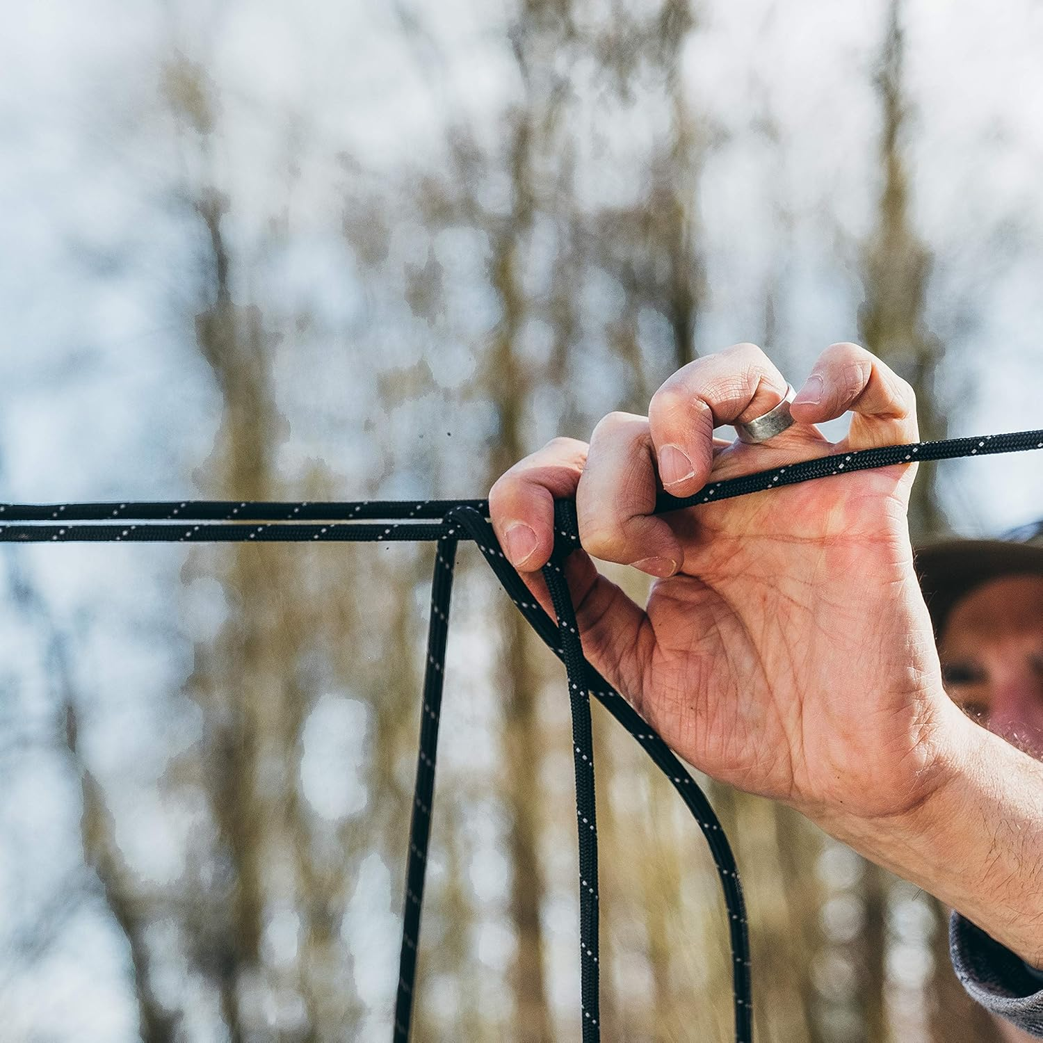 Gear AID 1100 Paracord and Carabiner, 5.5 Mm Heavy-Duty Cord for Camping and Survival, Black Reflective image number 2