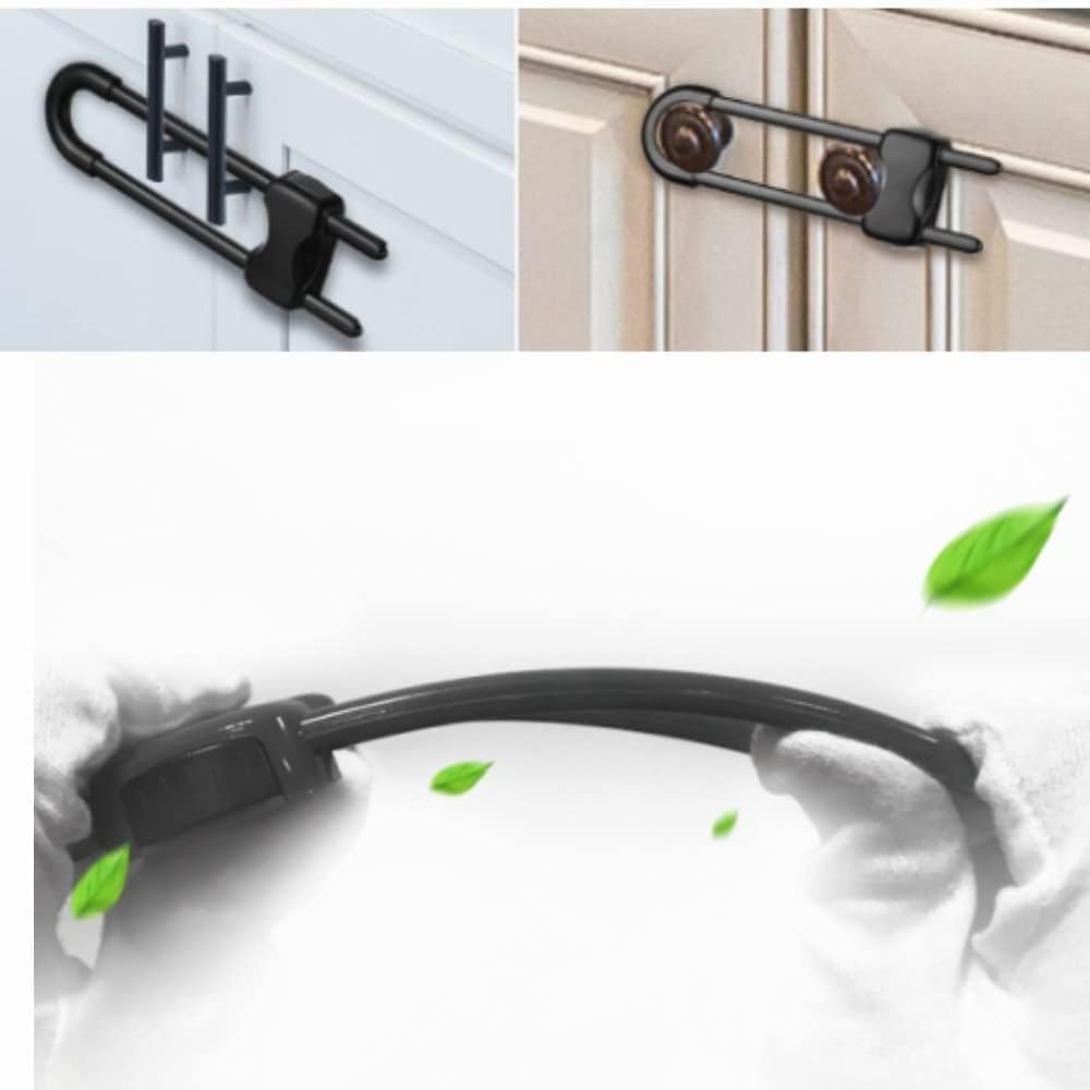 Sliding Cabinet Lock,10 Pack Child Safety Locks Cabinet Locks Baby Safety Locks,For Knob Handle on Doors Cabinets Drawers Dressers Fridge Cupboard Closet（Black）