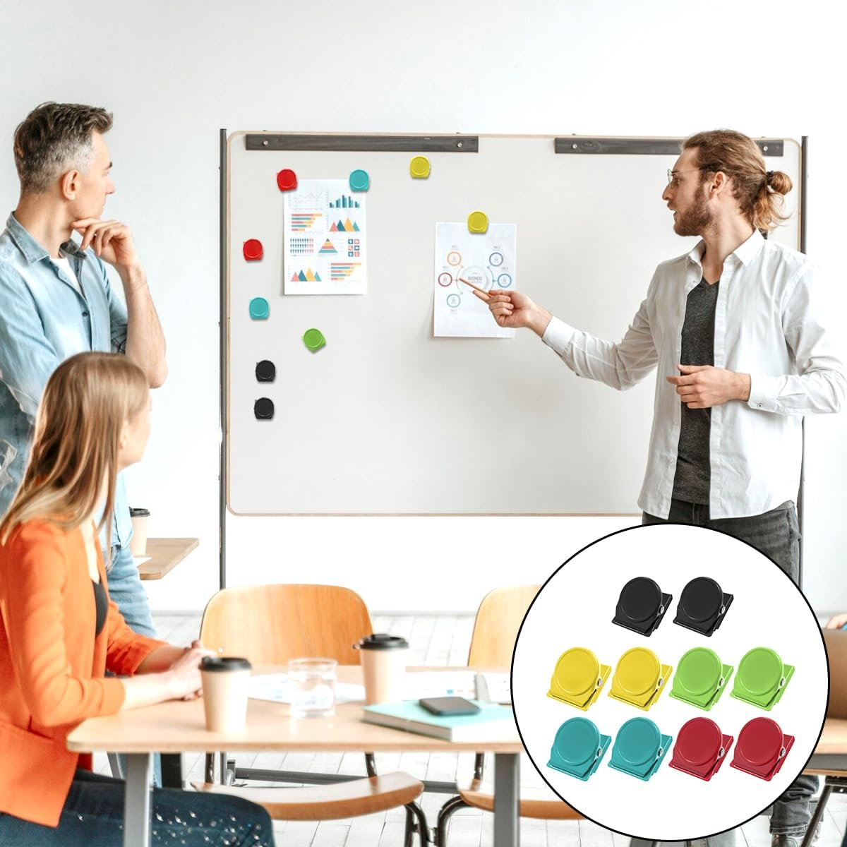 Magnetic Clip, 10 PCS Fridge Magnet Metal Clips for Home, School, Hanging Photos (5 Colors) image number 1