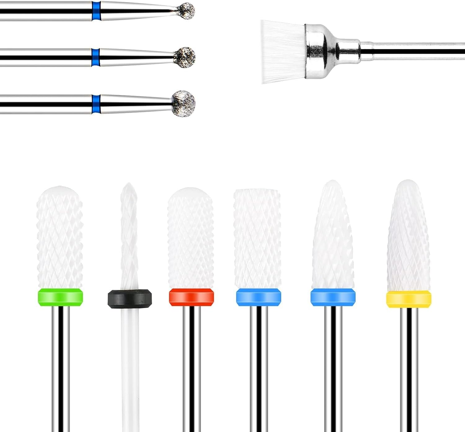 URAQT Ceramic Nail Drill Bits Sets, 10 Pcs Electric Nail Drill Bits Kit 3/32", Professional Cuticle Polishing Bits for Acrylic Gel Nails, Electric Nail Files Manicure Pedicure Drill Tool image number 3