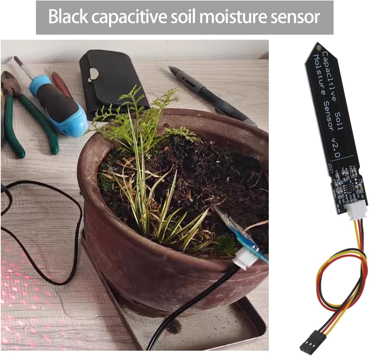 Ecsing 6PCS Capacitive Soil Moisture Sensor Hygrometer Module V1.2 Corrosion Resistant Module PH2.54MM-3P Interface Supports 3-Pin Gravity Sensor Interface image number 5
