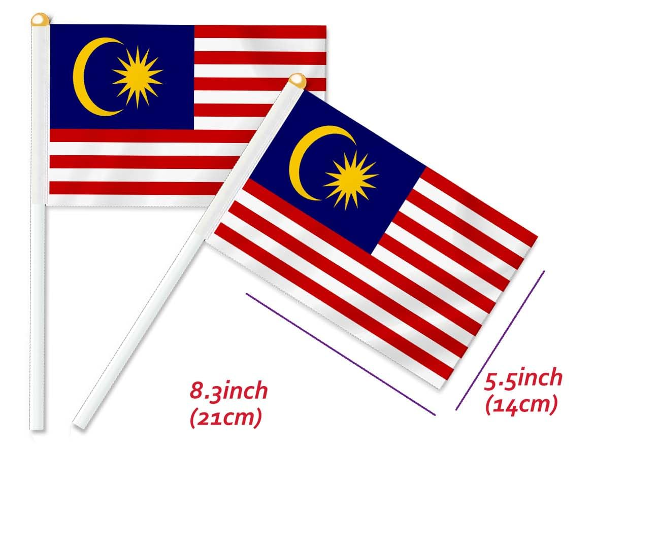 10 PCS Malaysia Handheld Small Flag, Malaysians Hand Held Mini Decor Decoration Banner image number 3