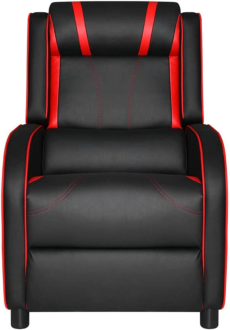 Artiss Recliner Chair PU Leather Gaming Recliners Sofa with Adjustable Backrest Footrest, Black Lounge Couch Armchair with Study Steel Base，2 Side Pockets for Living Room, Bedroom image number 3