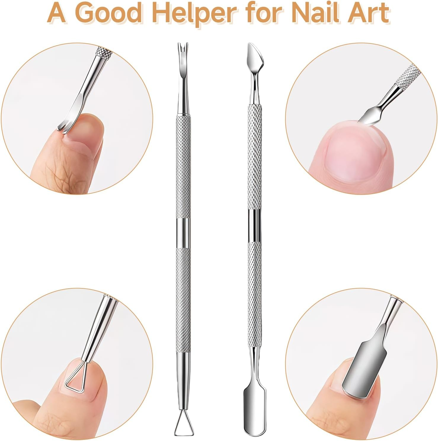 Teccfly Cuticle Trimmer with Cuticle Pusher,Stainless Steel Manicure Pedicure Tool Set,Professiona Cutter Nipper Scissor Clipper for Fingernails & Toenails​ image number 5